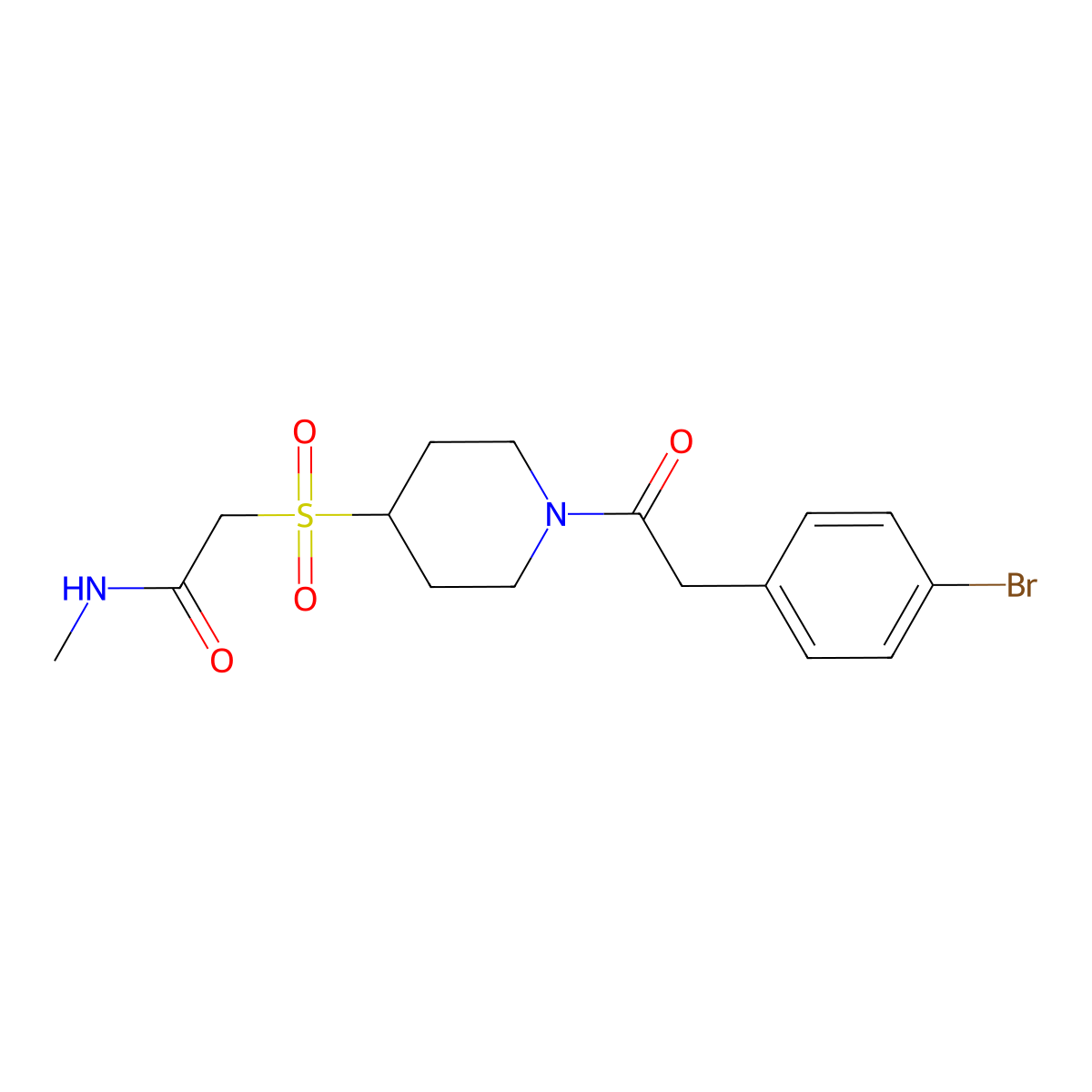 2-({1-[2-(4-bromophenyl)acetyl]piperidin-4-yl}sulfonyl)-N-methylacetamide molecular structure, CAS 1796969-93-1