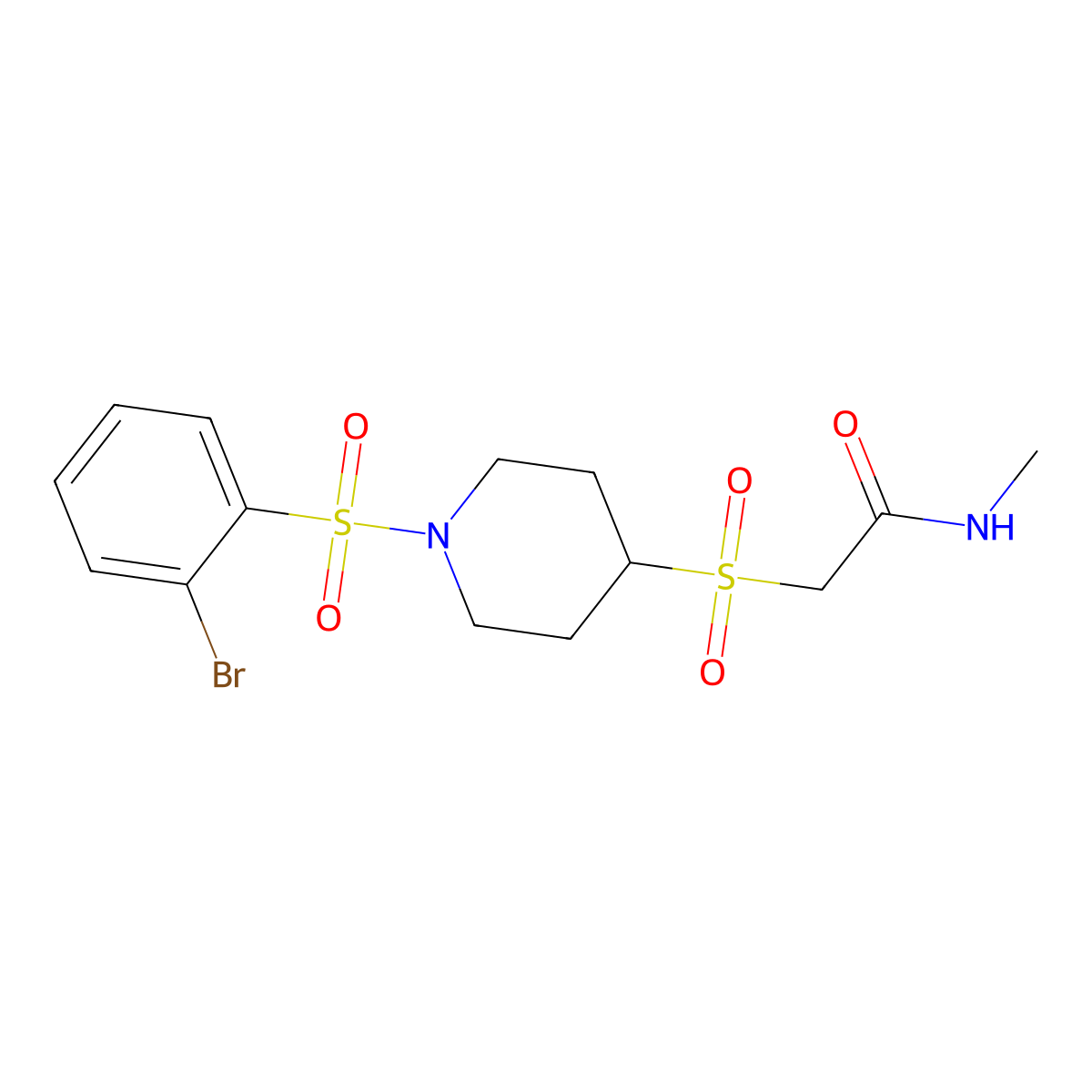 2-((1-((2-bromophenyl)sulfonyl)piperidin-4-yl)sulfonyl)-N-methylacetamide molecular structure, CAS 1796969-96-4
