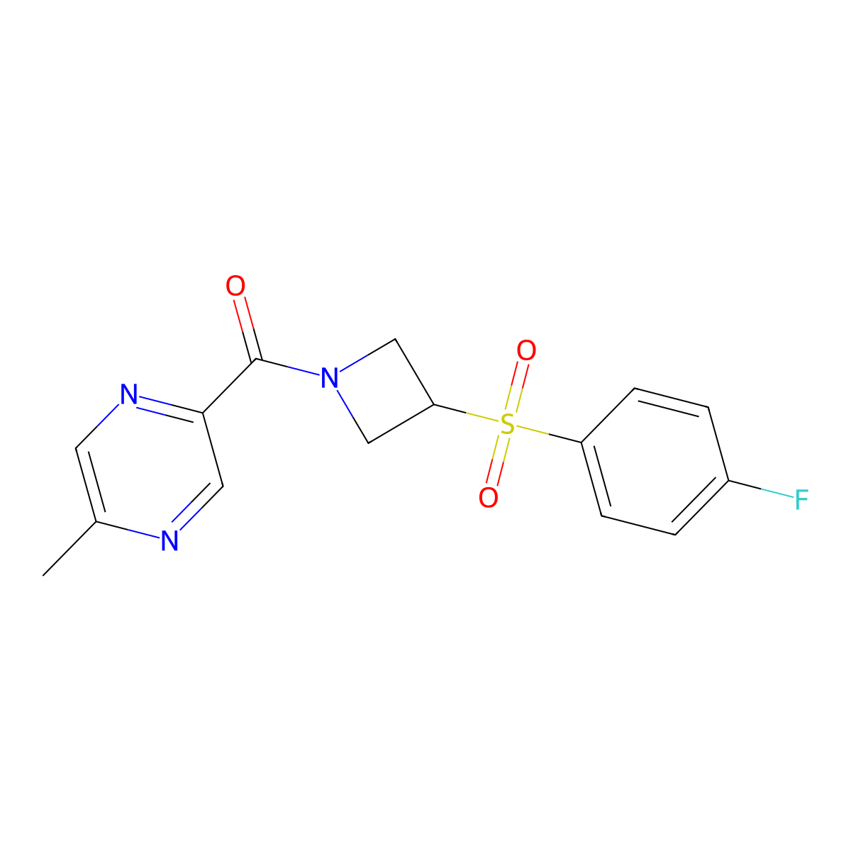 (3-((4-Fluorophenyl)sulfonyl)azetidin-1-yl)(5-methylpyrazin-2-yl)methanone molecular structure, CAS 1796970-00-7