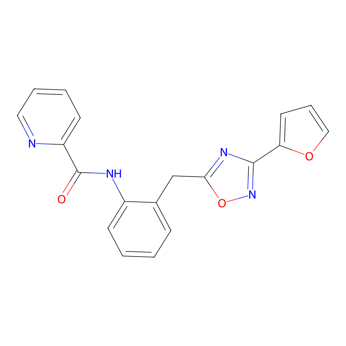 N-(2-((3-(furan-2-yl)-1,2,4-oxadiazol-5-yl)methyl)phenyl)picolinamide molecular structure, CAS 1796970-01-8