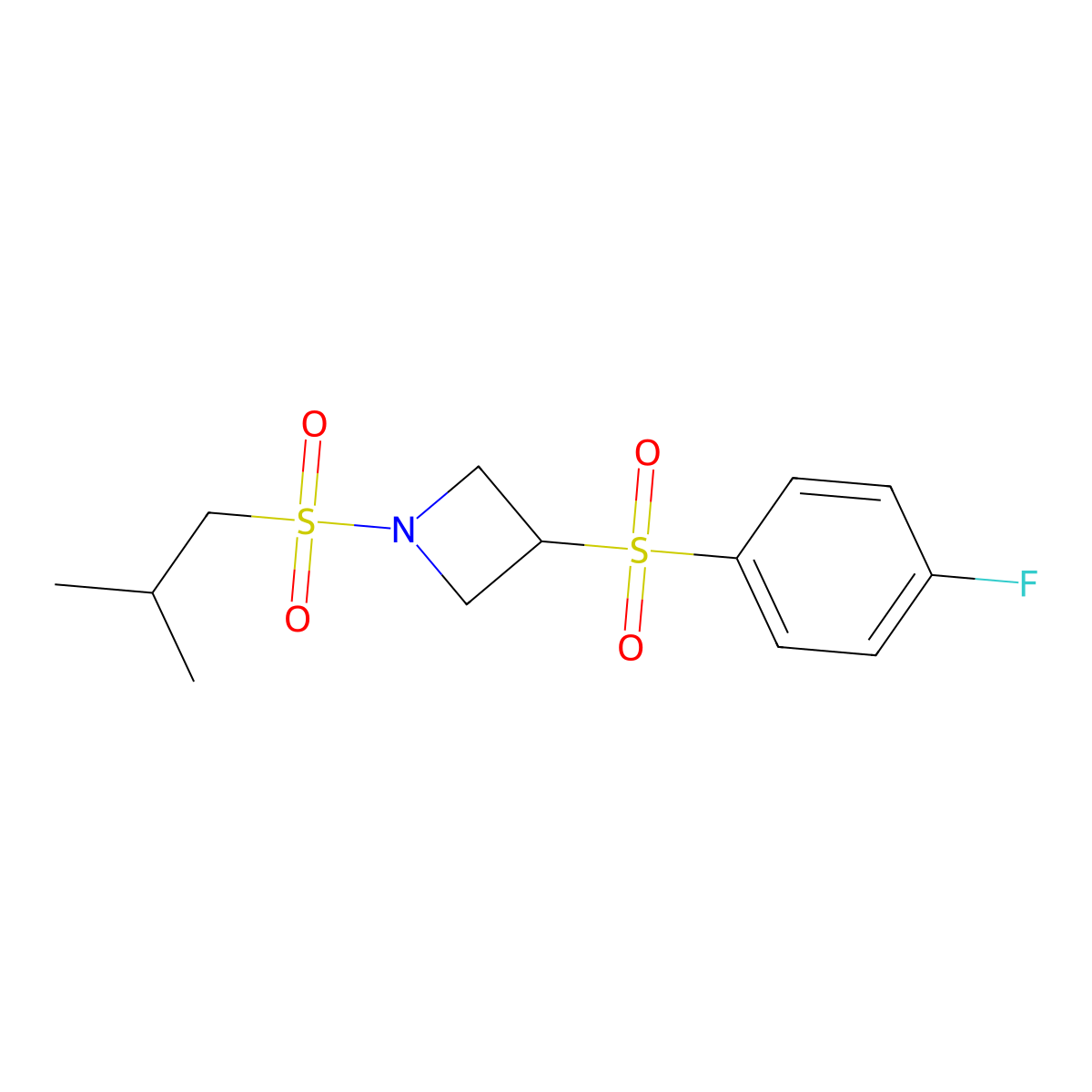 3-((4-Fluorophenyl)sulfonyl)-1-(isobutylsulfonyl)azetidine molecular structure, CAS 1796970-06-3
