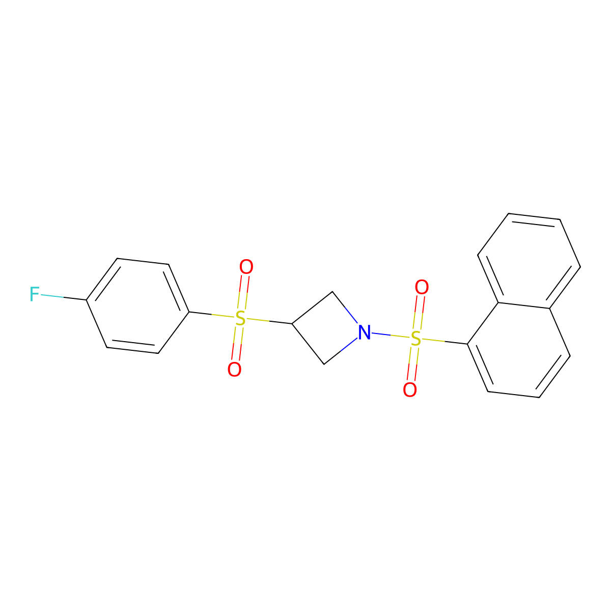 3-((4-Fluorophenyl)sulfonyl)-1-(naphthalen-1-ylsulfonyl)azetidine molecular structure, CAS 1796970-08-5