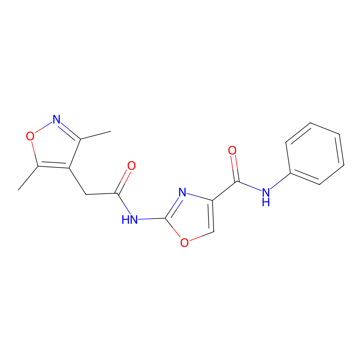 2-(2-(3,5-dimethylisoxazol-4-yl)acetamido)-N-phenyloxazole-4-carboxamide molecular structure, CAS 1796970-14-3