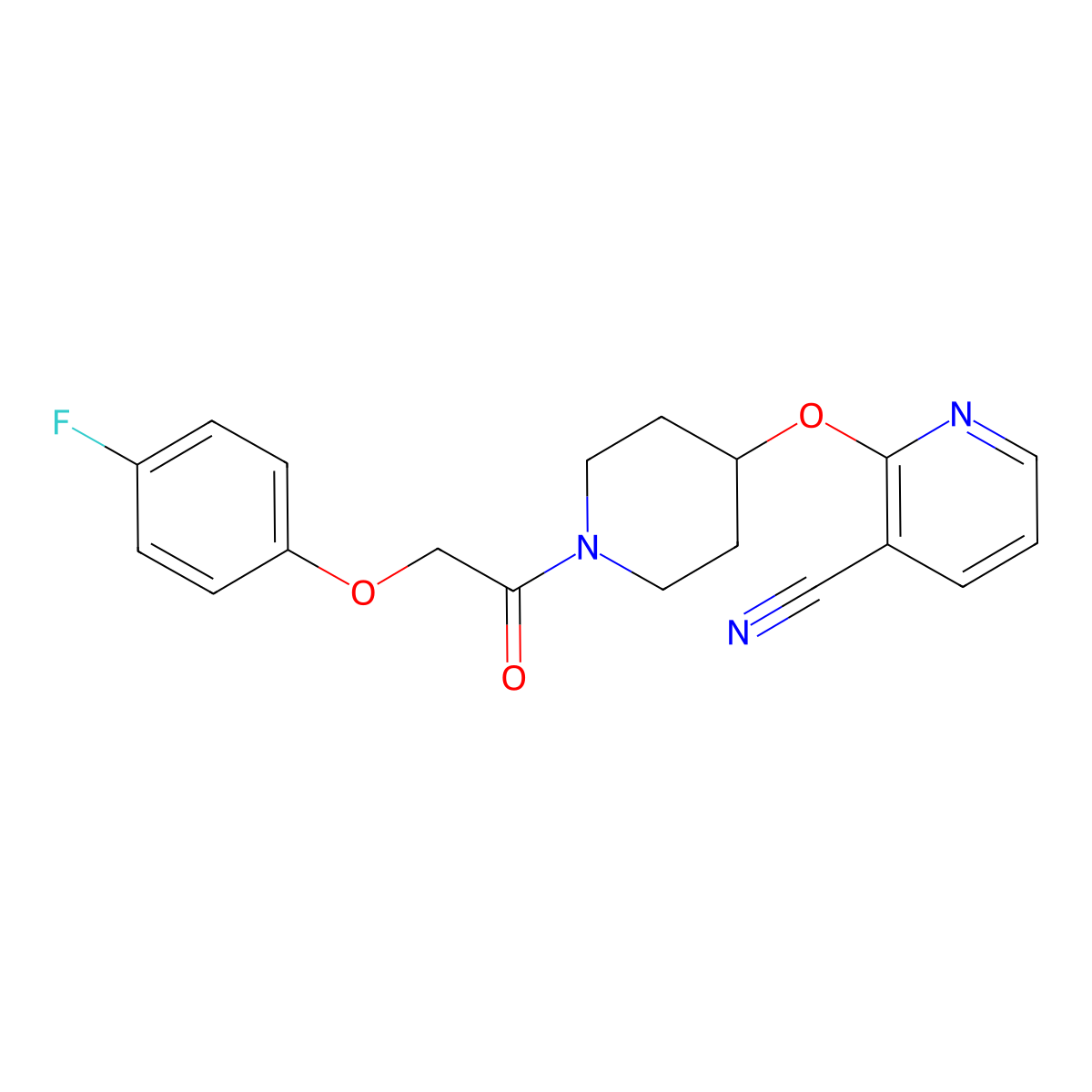 2-((1-(2-(4-Fluorophenoxy)acetyl)piperidin-4-yl)oxy)nicotinonitrile molecular structure, CAS 1796970-19-8