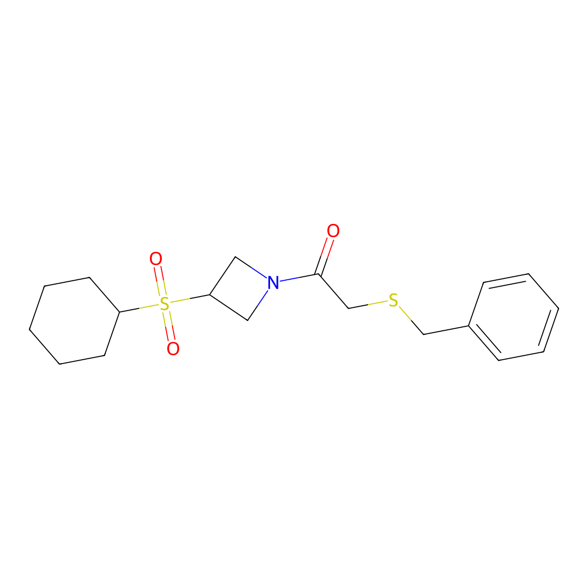 2-(Benzylthio)-1-(3-(cyclohexylsulfonyl)azetidin-1-yl)ethanone molecular structure, CAS 1796970-26-7