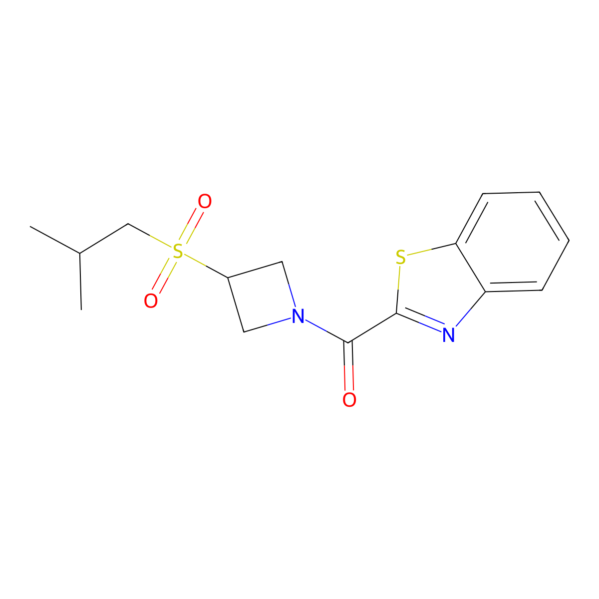 Benzo[d]thiazol-2-yl(3-(isobutylsulfonyl)azetidin-1-yl)methanone molecular structure, CAS 1796970-32-5
