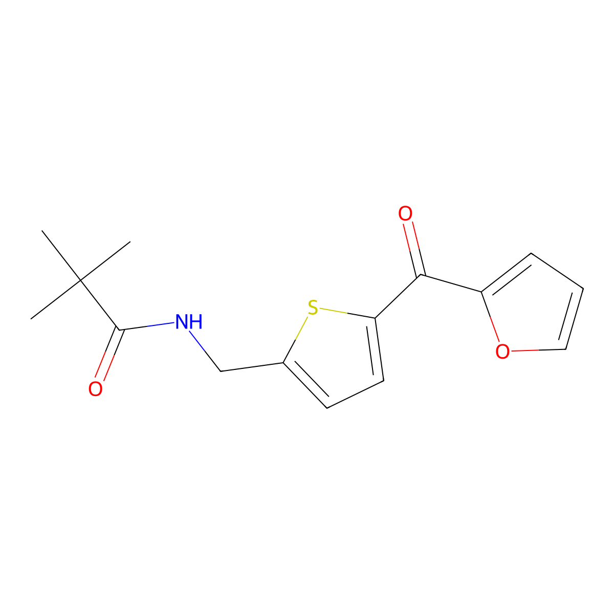N-((5-(furan-2-carbonyl)thiophen-2-yl)methyl)pivalamide molecular structure, CAS 1796970-43-8