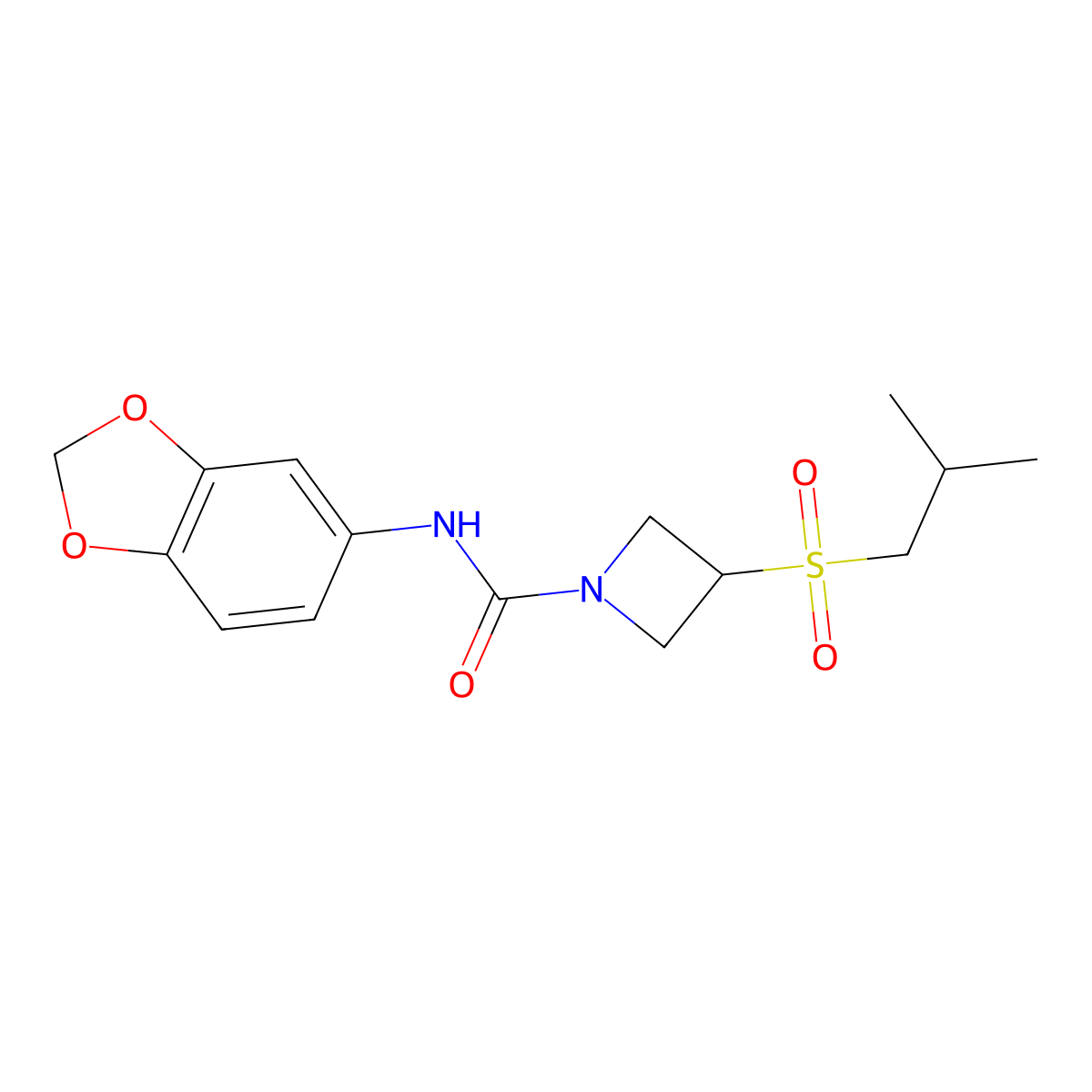 N-(benzo[d][1,3]dioxol-5-yl)-3-(isobutylsulfonyl)azetidine-1-carboxamide molecular structure, CAS 1796970-44-9