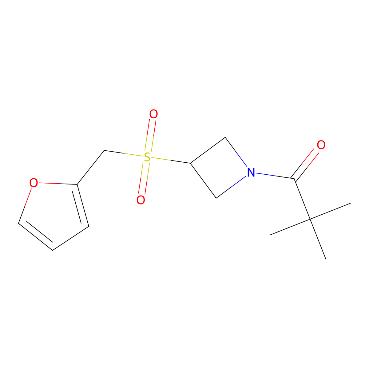 1-(3-((Furan-2-ylmethyl)sulfonyl)azetidin-1-yl)-2,2-dimethylpropan-1-one molecular structure, CAS 1796970-50-7