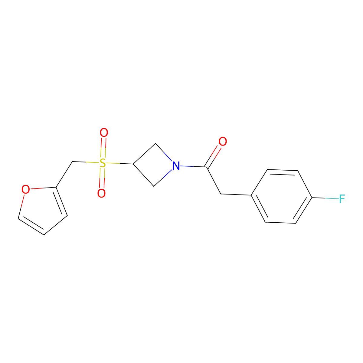2-(4-Fluorophenyl)-1-(3-((furan-2-ylmethyl)sulfonyl)azetidin-1-yl)ethanone molecular structure, CAS 1796970-54-1