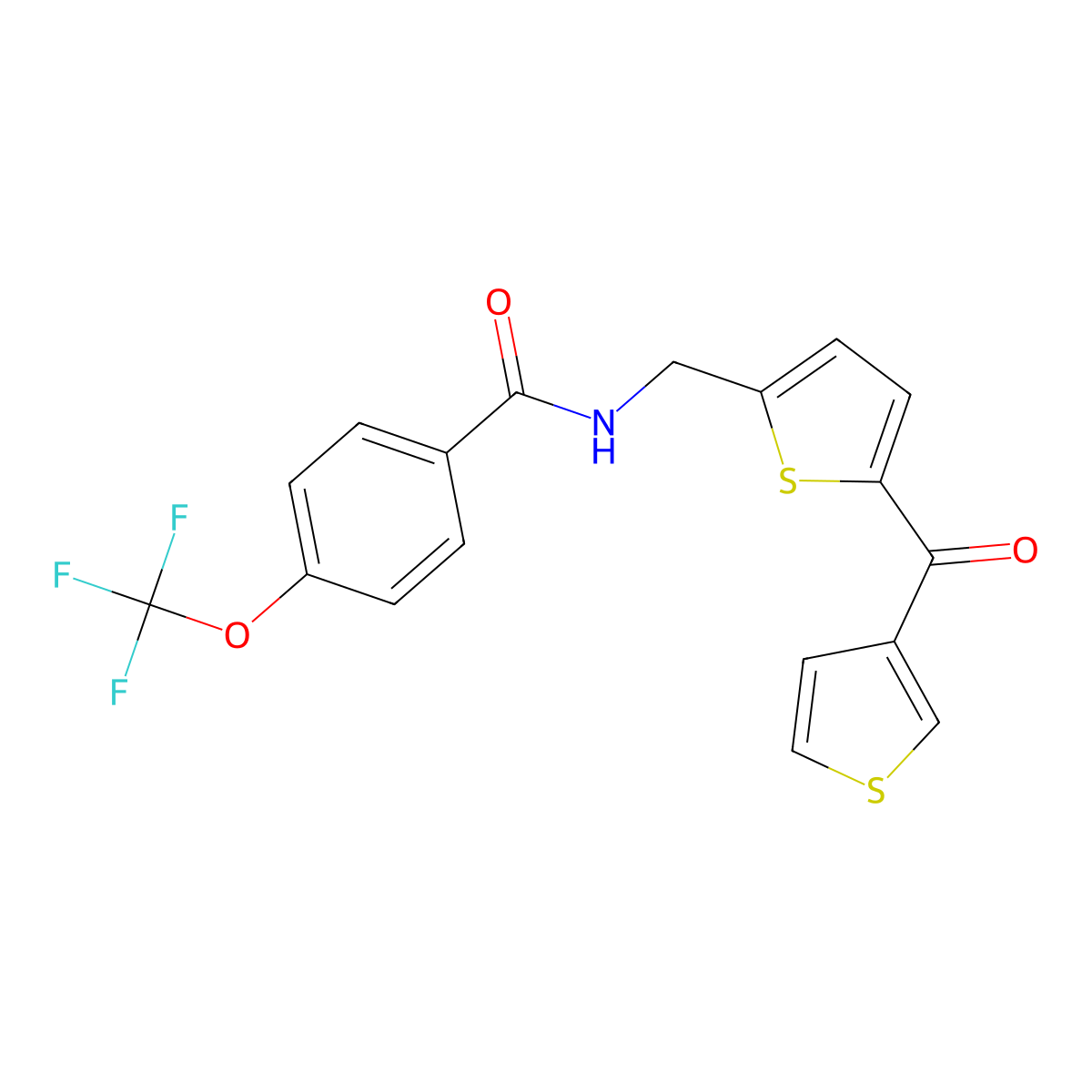 N-((5-(thiophene-3-carbonyl)thiophen-2-yl)methyl)-4-(trifluoromethoxy)benzamide molecular structure, CAS 1796970-57-4