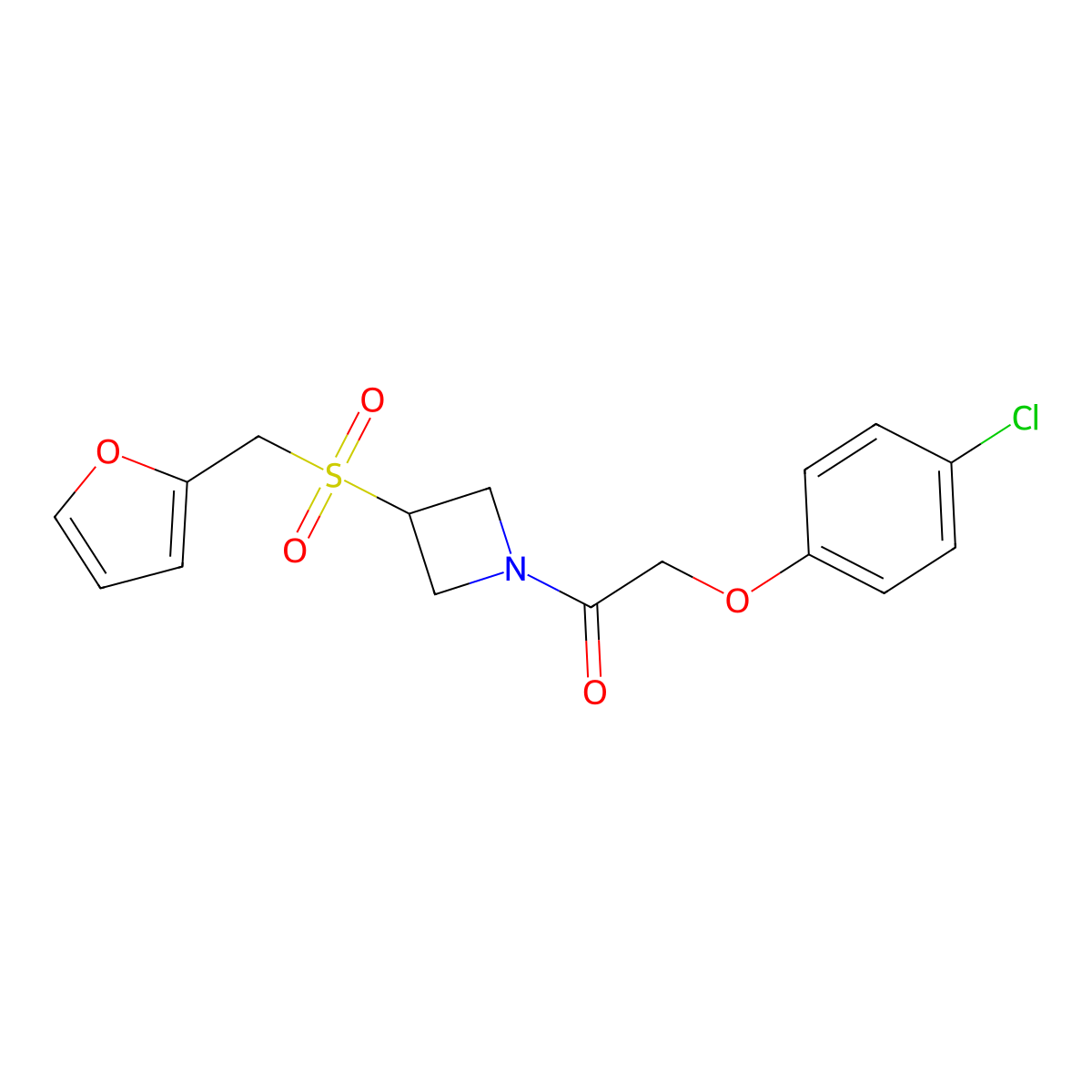 2-(4-Chlorophenoxy)-1-(3-((furan-2-ylmethyl)sulfonyl)azetidin-1-yl)ethanone molecular structure, CAS 1796970-58-5