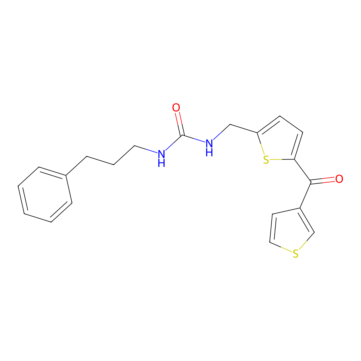 1-(3-Phenylpropyl)-3-((5-(thiophene-3-carbonyl)thiophen-2-yl)methyl)urea molecular structure, CAS 1796970-61-0