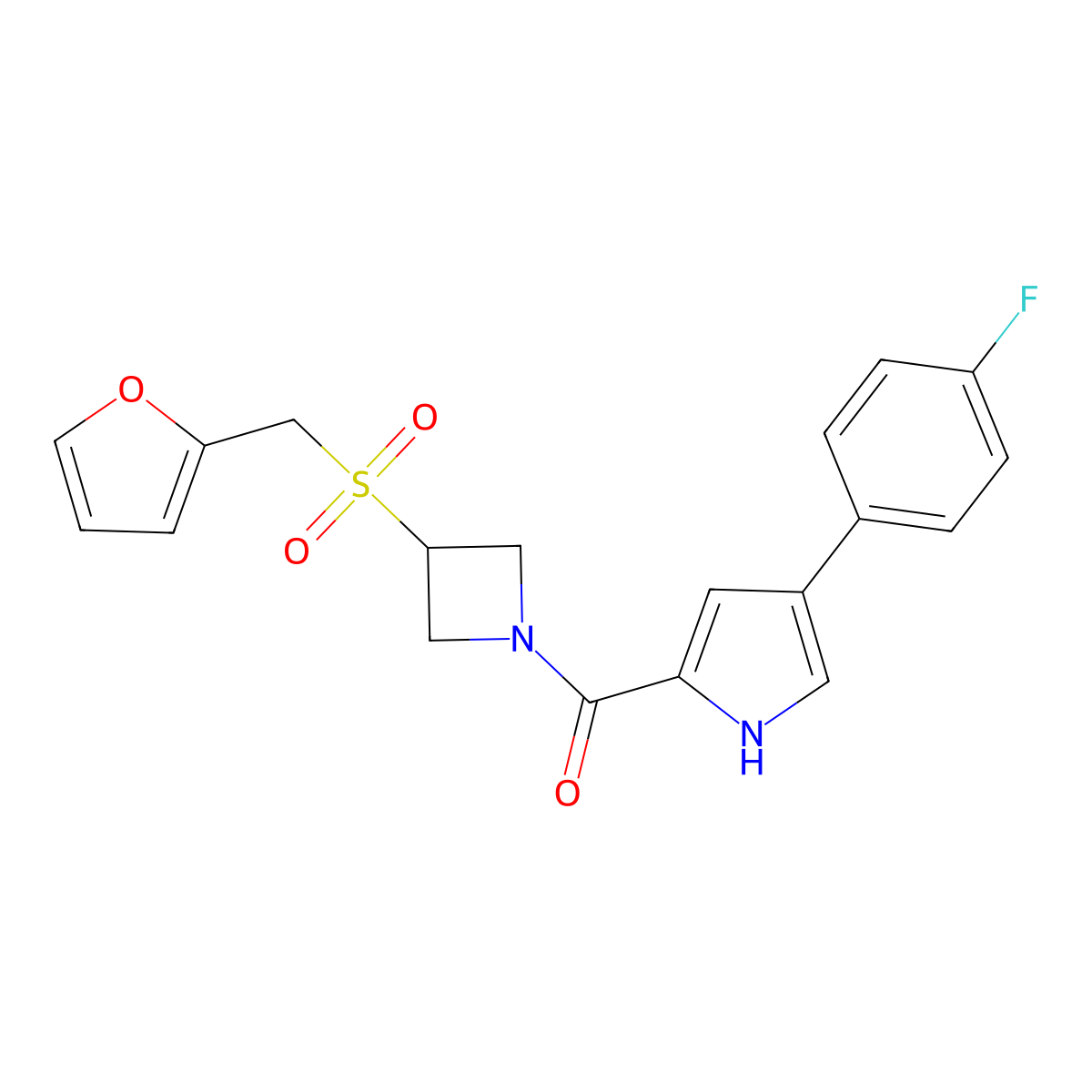 (4-(4-fluorophenyl)-1H-pyrrol-2-yl)(3-((furan-2-ylmethyl)sulfonyl)azetidin-1-yl)methanone molecular structure, CAS 1796970-62-1