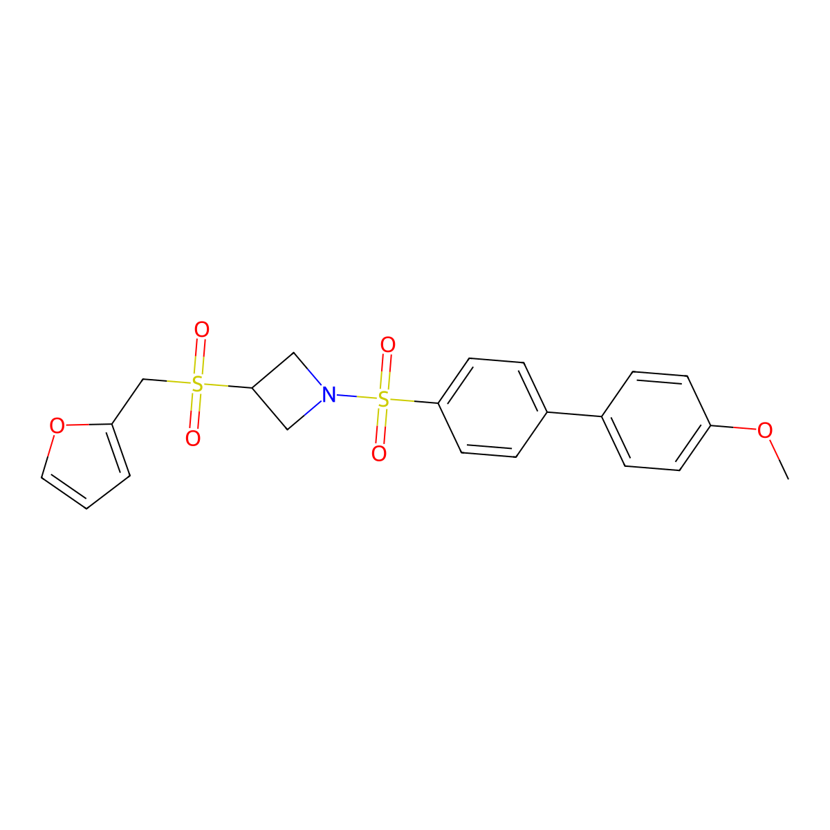 3-((Furan-2-ylmethyl)sulfonyl)-1-((4'-methoxy-[1,1'-biphenyl]-4-yl)sulfonyl)azetidine molecular structure, CAS 1796970-66-5