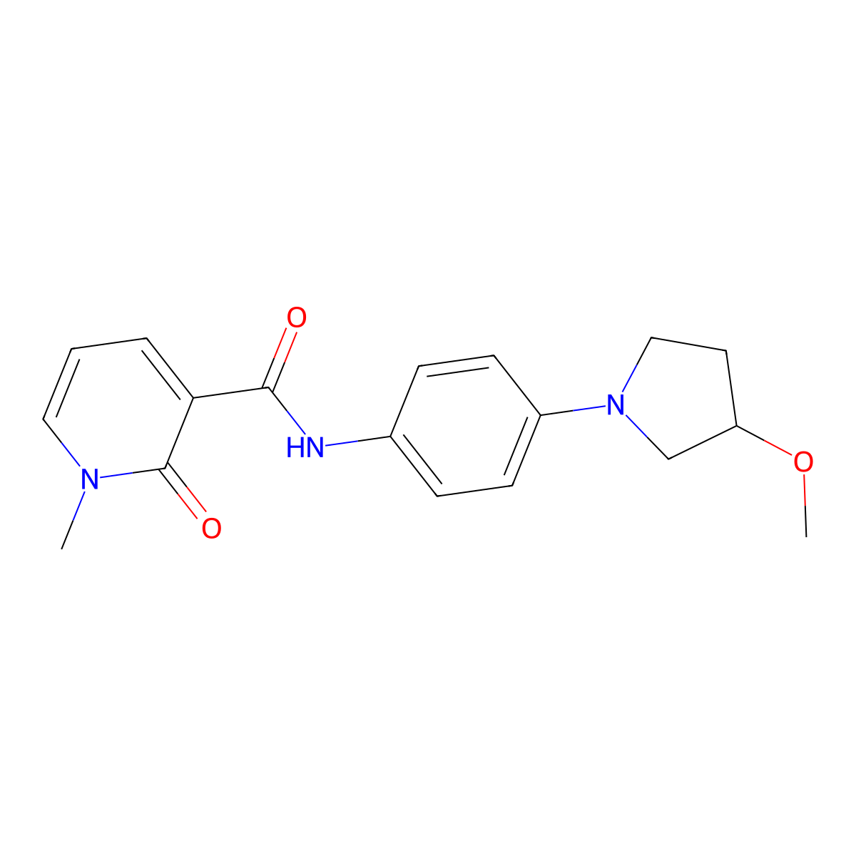 N-[4-(3-methoxypyrrolidin-1-yl)phenyl]-1-methyl-2-oxo-1,2-dihydropyridine-3-carboxamide molecular structure, CAS 1796970-69-8