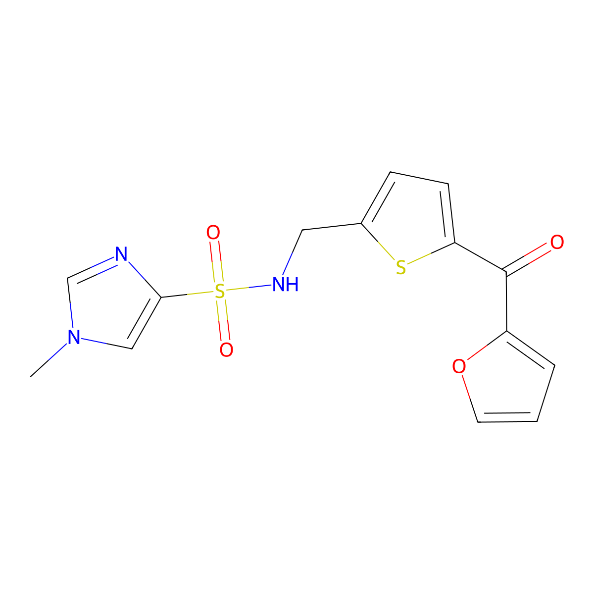 N-{[5-(furan-2-carbonyl)thiophen-2-yl]methyl}-1-methyl-1H-imidazole-4-sulfonamide molecular structure, CAS 1796970-70-1
