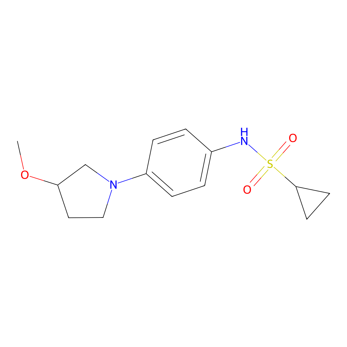 N-(4-(3-methoxypyrrolidin-1-yl)phenyl)cyclopropanesulfonamide molecular structure, CAS 1796970-78-9