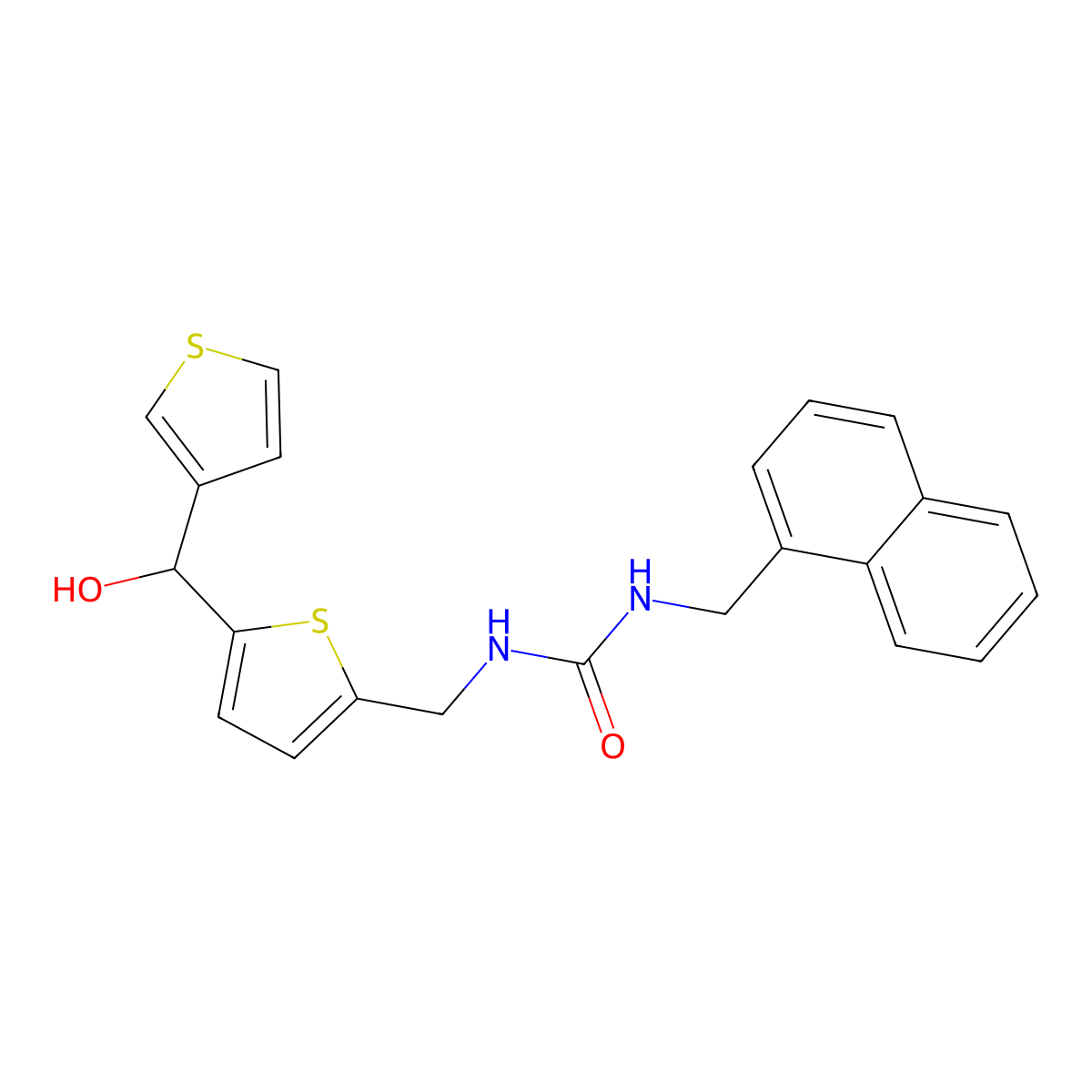 1-((5-(Hydroxy(thiophen-3-yl)methyl)thiophen-2-yl)methyl)-3-(naphthalen-1-ylmethyl)urea molecular structure, CAS 1796970-90-5