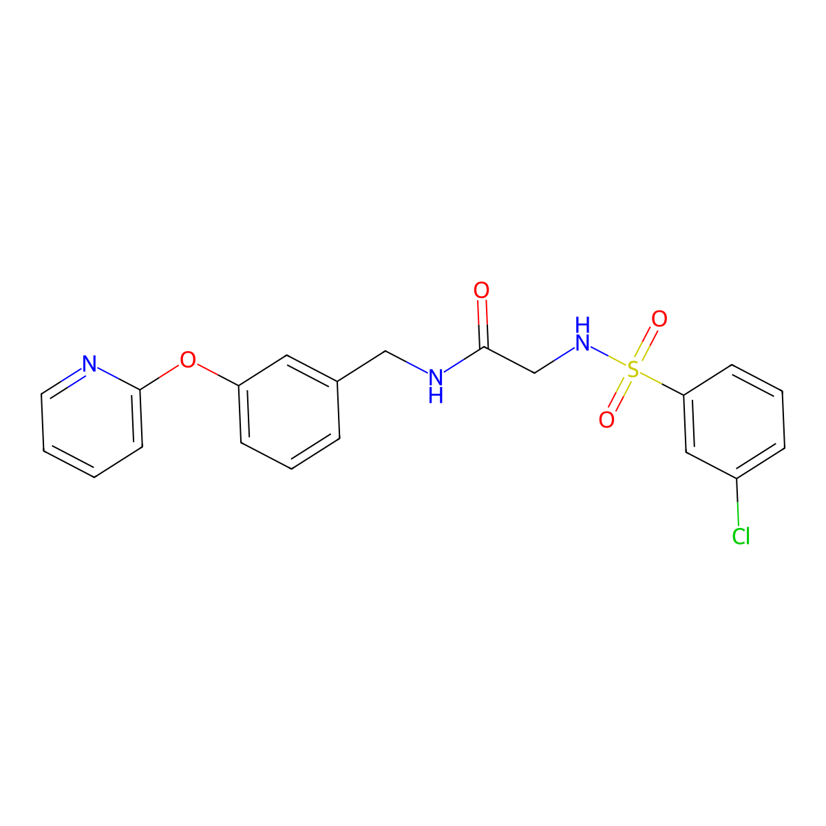 2-(3-Chlorobenzenesulfonamido)-N-{[3-(pyridin-2-yloxy)phenyl]methyl}acetamide molecular structure, CAS 1796971-07-7