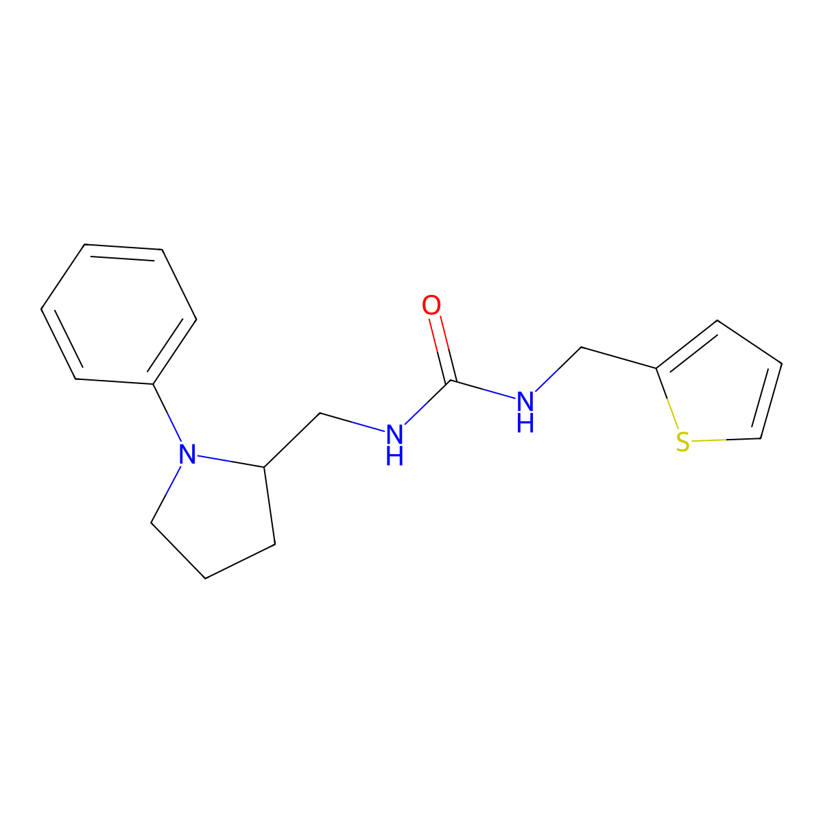 1-((1-Phenylpyrrolidin-2-yl)methyl)-3-(thiophen-2-ylmethyl)urea molecular structure, CAS 1796971-23-7