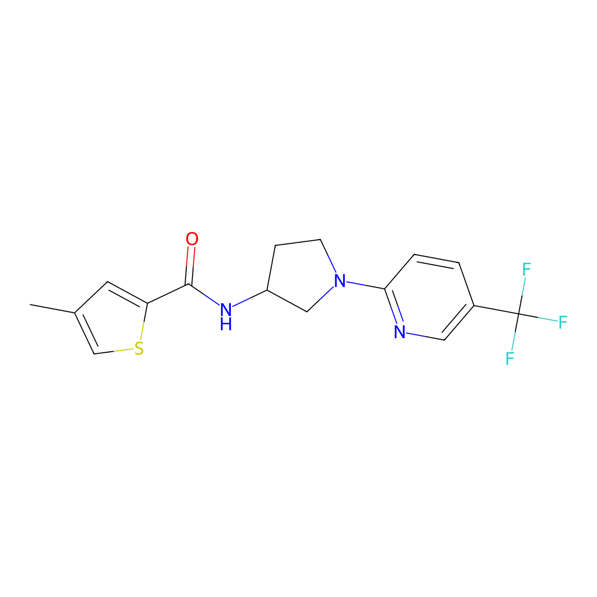 4-methyl-N-{1-[5-(trifluoromethyl)pyridin-2-yl]pyrrolidin-3-yl}thiophene-2-carboxamide molecular structure, CAS 1796971-27-1