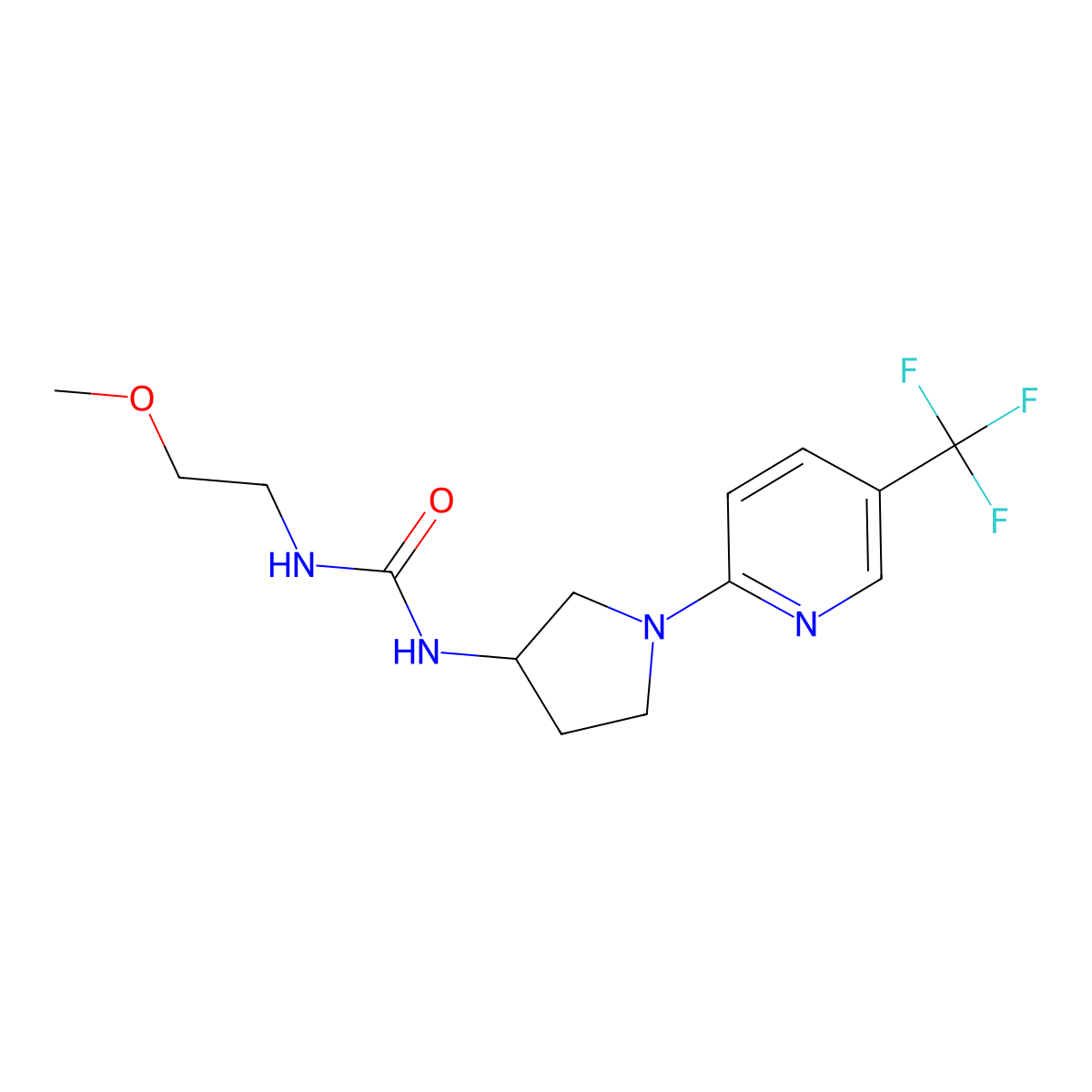 1-(2-Methoxyethyl)-3-(1-(5-(trifluoromethyl)pyridin-2-yl)pyrrolidin-3-yl)urea molecular structure, CAS 1796971-33-9