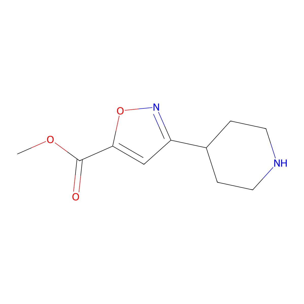 Methyl 3-(piperidin-4-YL)-1,2-oxazole-5-carboxylate molecular structure, CAS 1796976-92-5