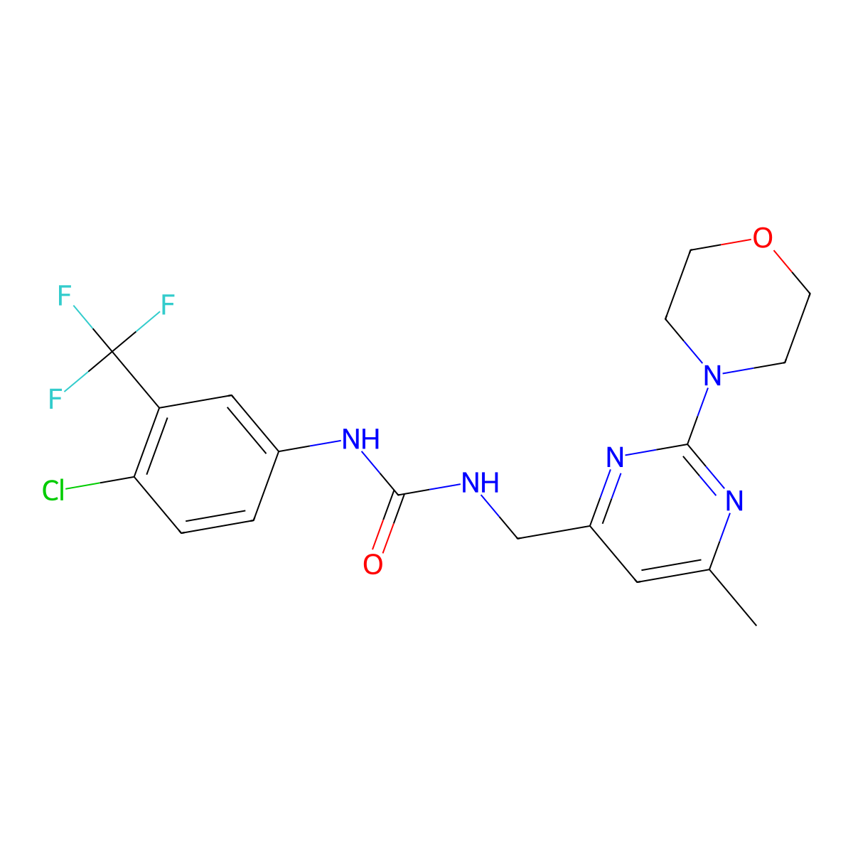 1-(4-Chloro-3-(trifluoromethyl)phenyl)-3-((6-methyl-2-morpholinopyrimidin-4-yl)methyl)urea molecular structure, CAS 1796987-38-6