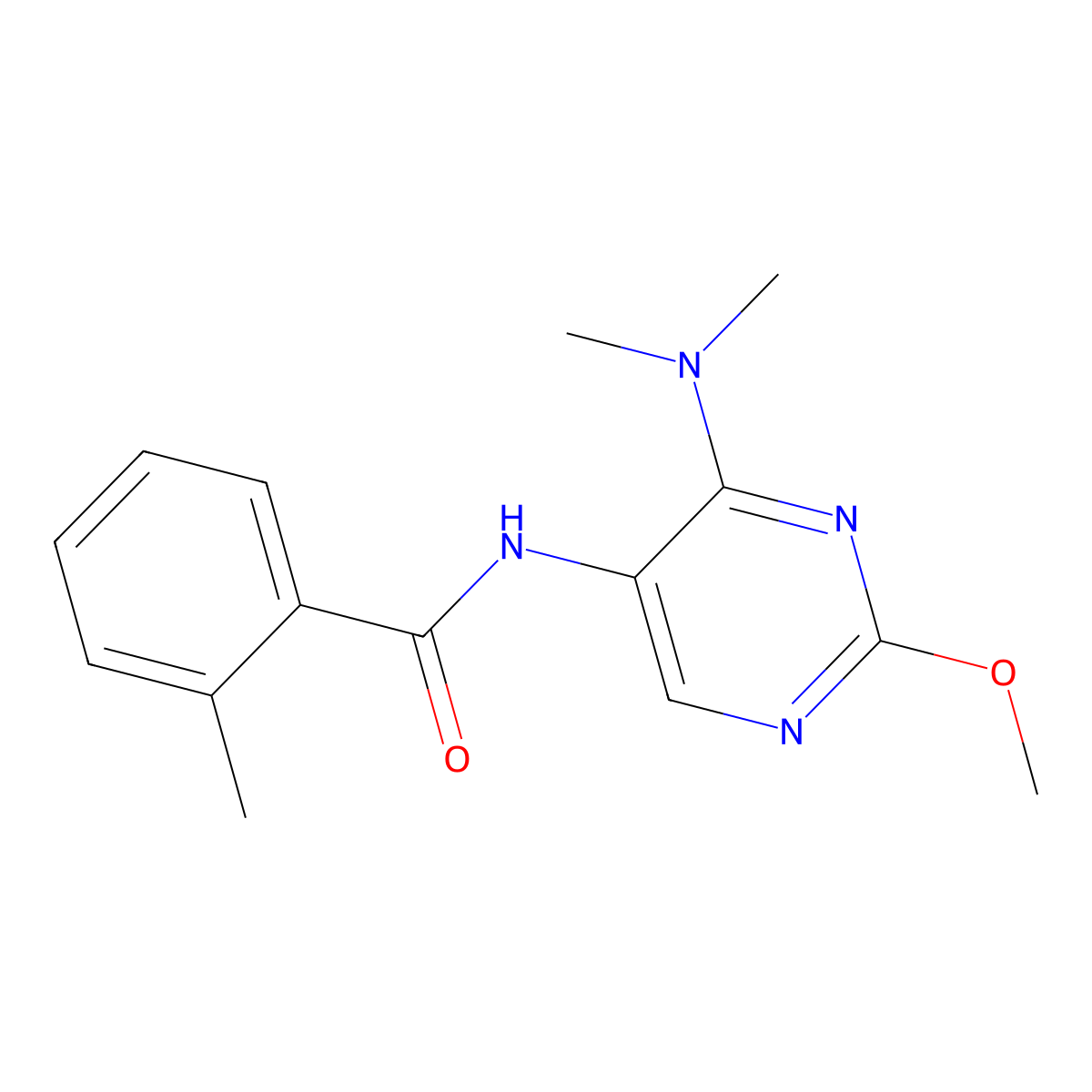 N-[4-(Dimethylamino)-2-methoxypyrimidin-5-YL]-2-methylbenzamide molecular structure, CAS 1796988-08-3
