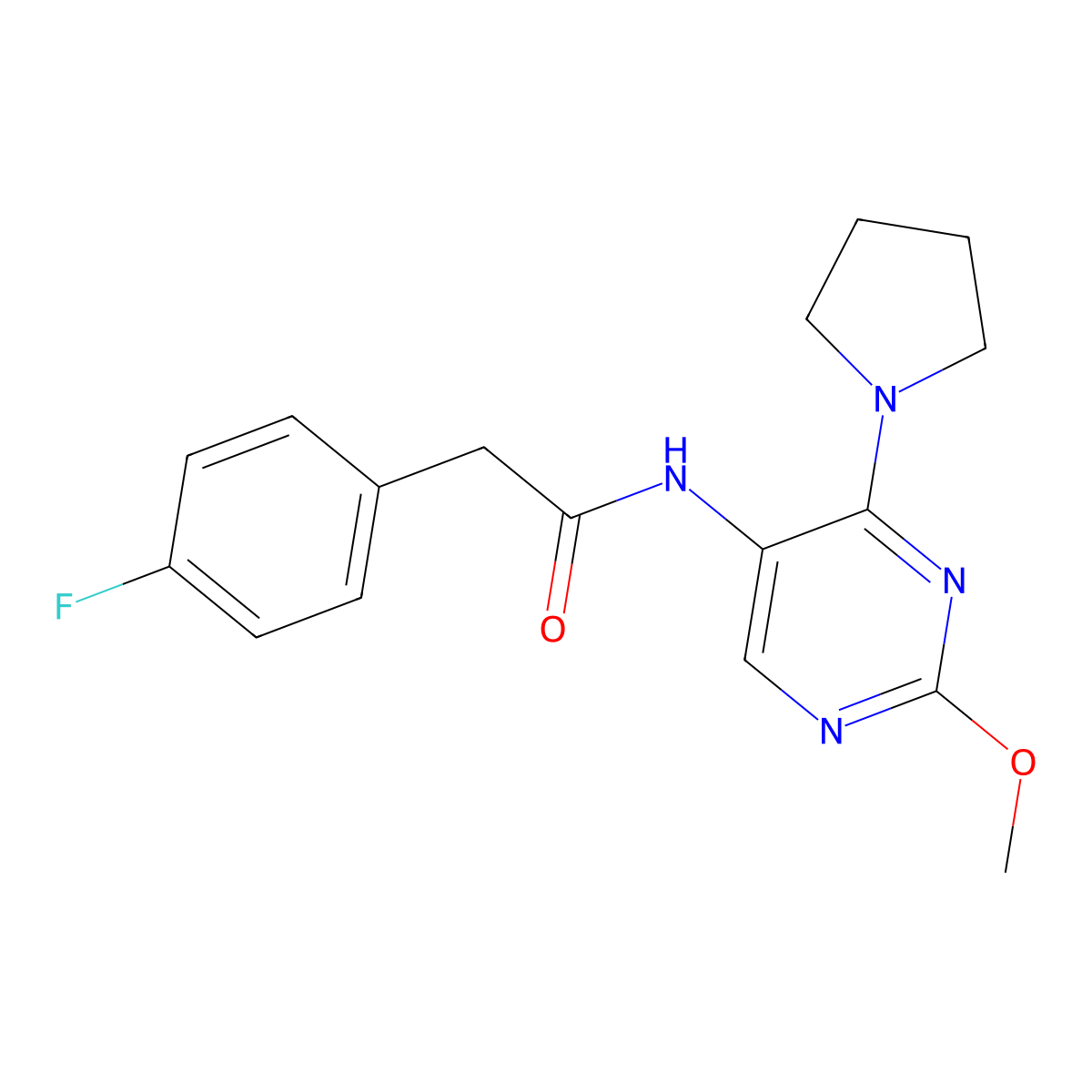 2-(4-Fluorophenyl)-N-[2-methoxy-4-(pyrrolidin-1-YL)pyrimidin-5-YL]acetamide molecular structure, CAS 1796988-19-6