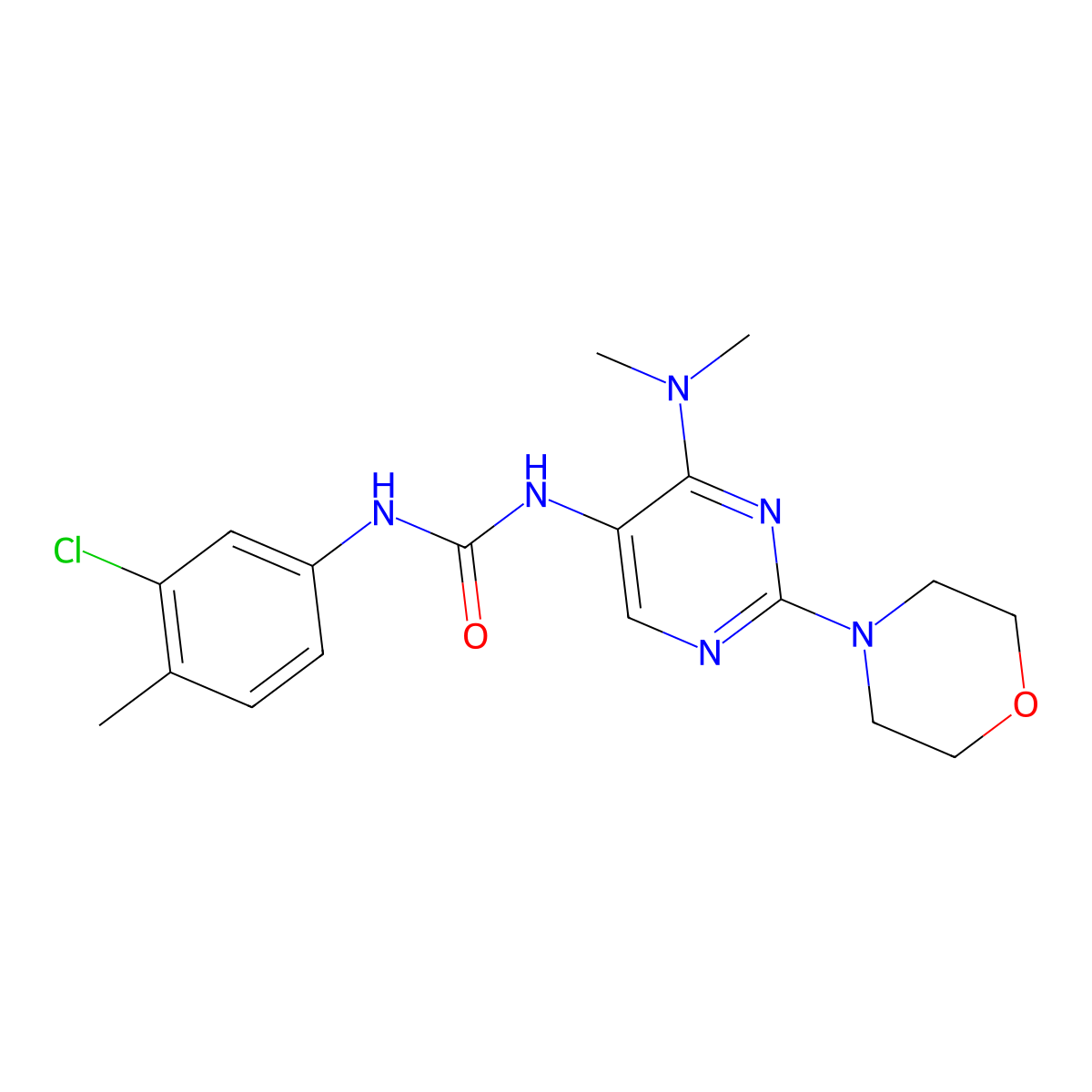 1-(3-Chloro-4-methylphenyl)-3-(4-(dimethylamino)-2-morpholinopyrimidin-5-yl)urea molecular structure, CAS 1796988-65-2