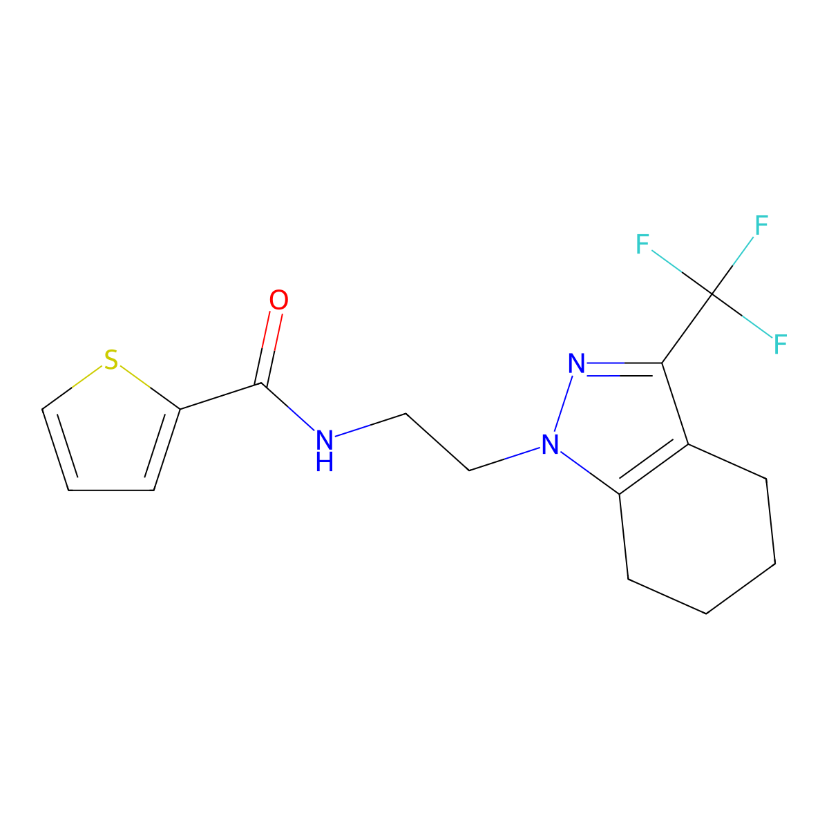 N-(2-(3-(trifluoromethyl)-4,5,6,7-tetrahydro-1H-indazol-1-yl)ethyl)thiophene-2-carboxamide molecular structure, CAS 1796988-94-7