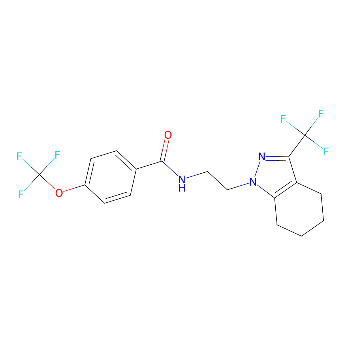 4-(trifluoromethoxy)-N-(2-(3-(trifluoromethyl)-4,5,6,7-tetrahydro-1H-indazol-1-yl)ethyl)benzamide molecular structure, CAS 1796989-10-0