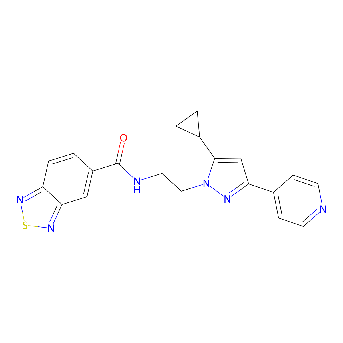 N-(2-(5-cyclopropyl-3-(pyridin-4-yl)-1H-pyrazol-1-yl)ethyl)benzo[c][1,2,5]thiadiazole-5-carboxamide molecular structure, CAS 1796989-61-1