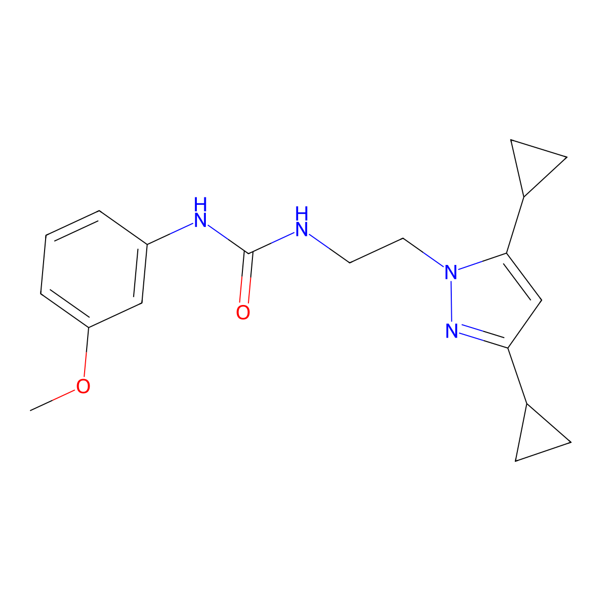 1-(2-(3,5-dicyclopropyl-1H-pyrazol-1-yl)ethyl)-3-(3-methoxyphenyl)urea molecular structure, CAS 1796990-34-5