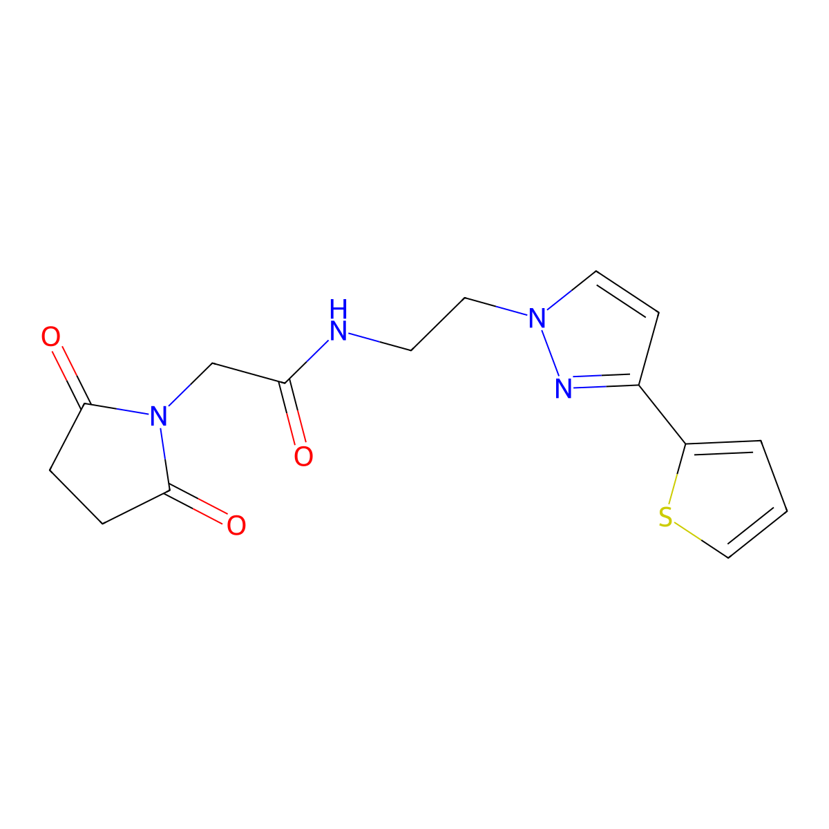 2-(2,5-dioxopyrrolidin-1-yl)-N-{2-[3-(thiophen-2-yl)-1H-pyrazol-1-yl]ethyl}acetamide molecular structure, CAS 1796991-26-8