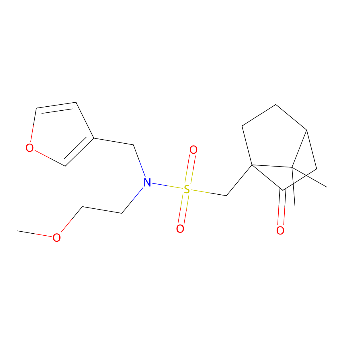 1-(7,7-dimethyl-2-oxobicyclo[2.2.1]heptan-1-yl)-N-(furan-3-ylmethyl)-N-(2-methoxyethyl)methanesulfonamide molecular structure, CAS 1796991-70-2