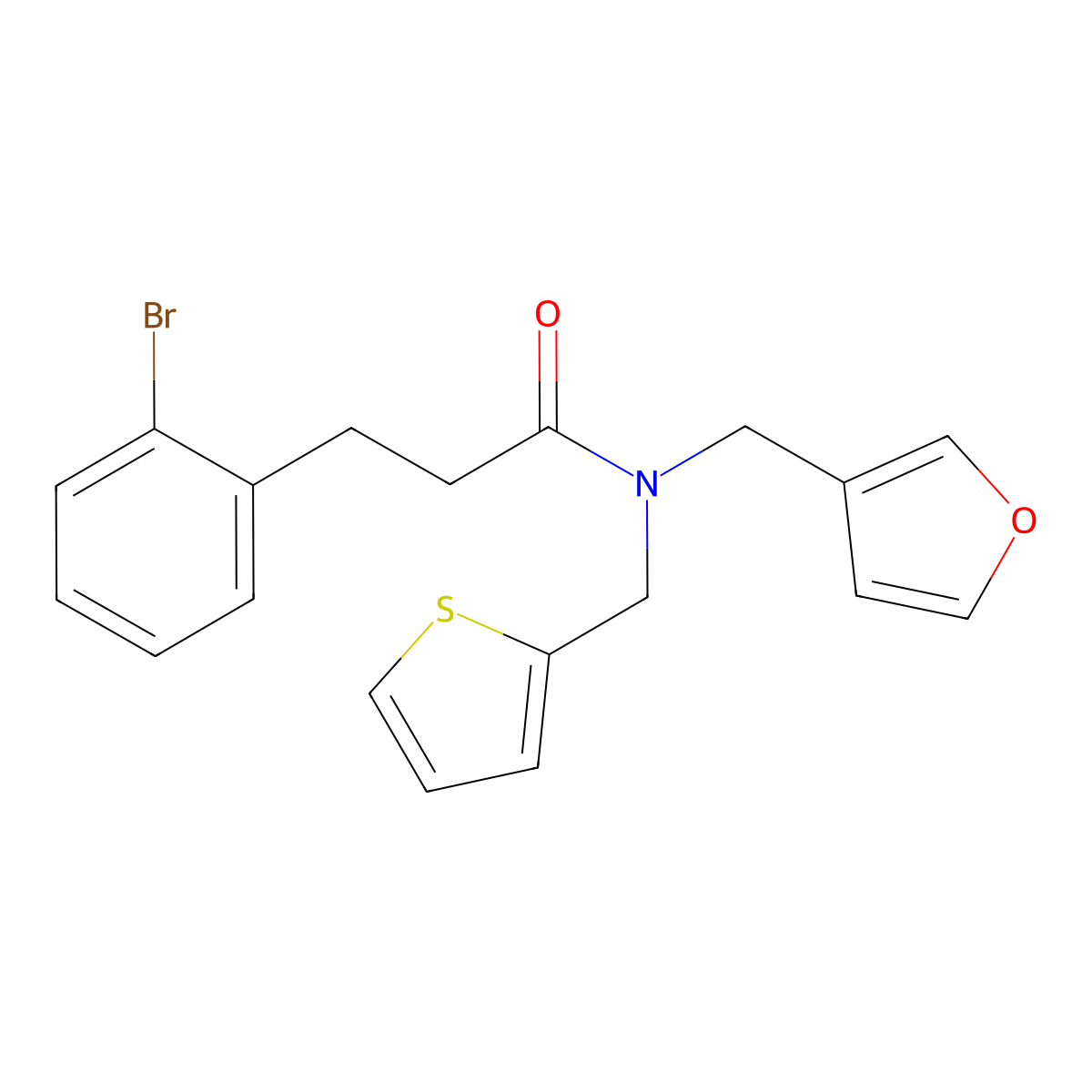 3-(2-bromophenyl)-N-(furan-3-ylmethyl)-N-(thiophen-2-ylmethyl)propanamide molecular structure, CAS 1796991-79-1