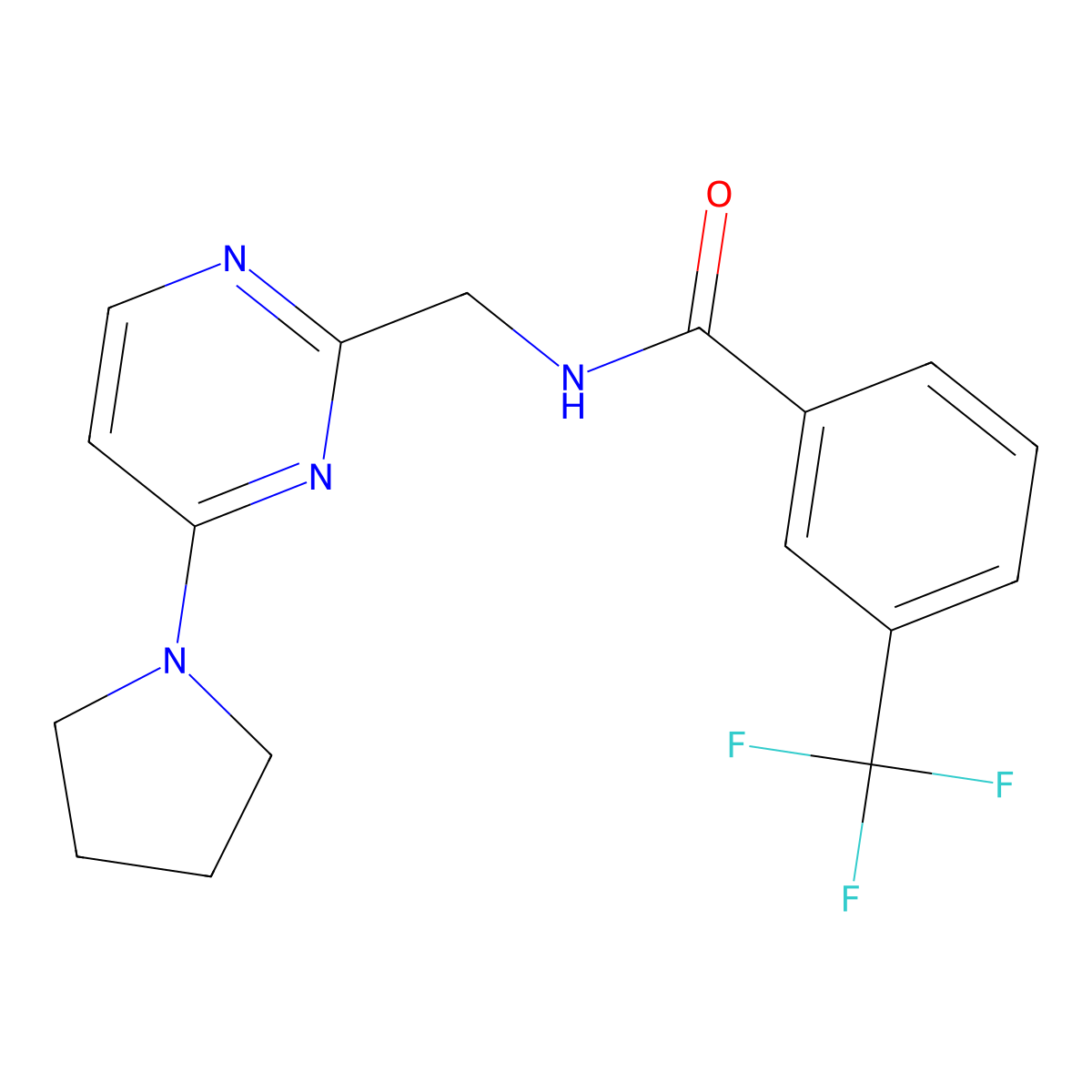 N-{[4-(pyrrolidin-1-yl)pyrimidin-2-yl]methyl}-3-(trifluoromethyl)benzamide molecular structure, CAS 1796992-10-3