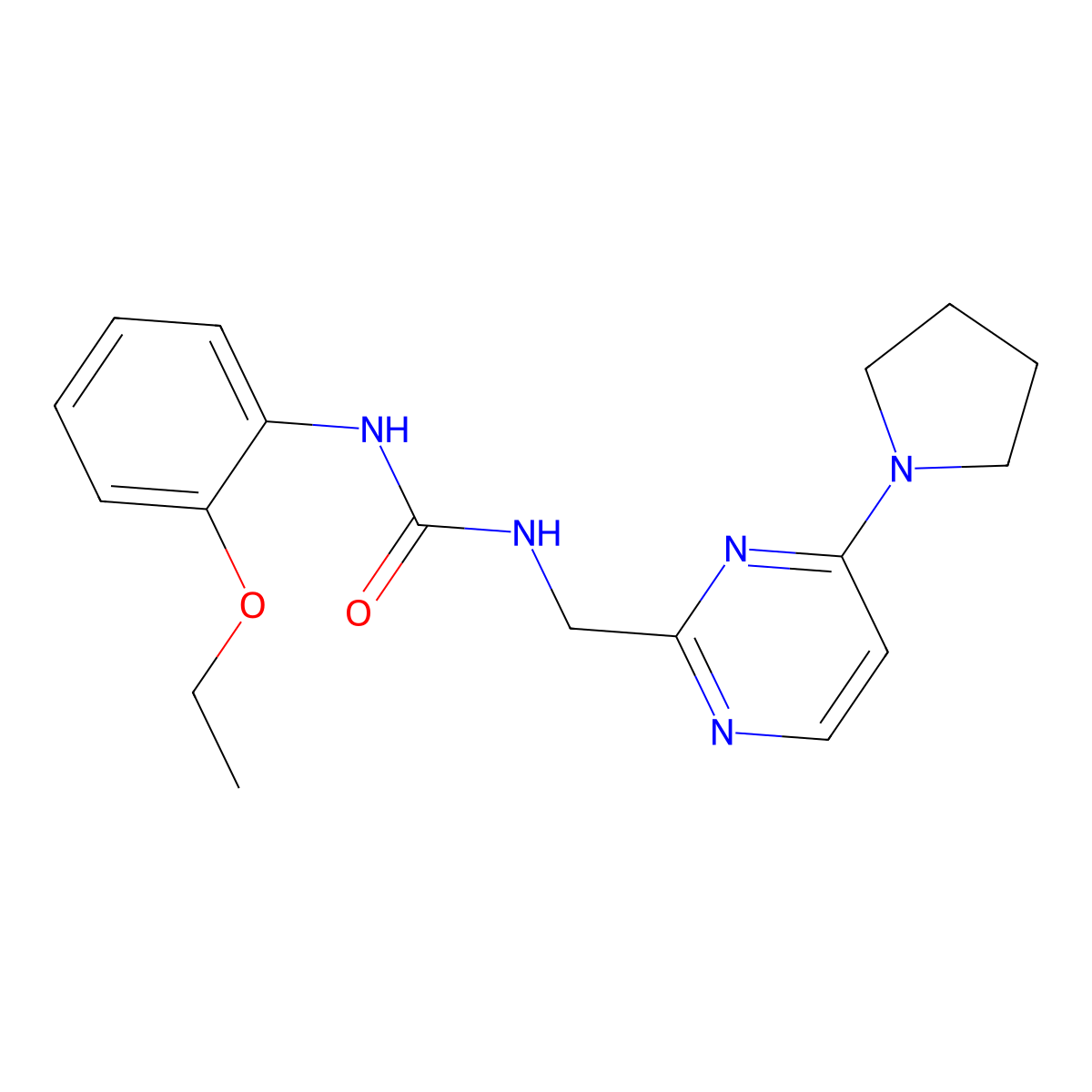 1-(2-Ethoxyphenyl)-3-{[4-(pyrrolidin-1-yl)pyrimidin-2-yl]methyl}urea molecular structure, CAS 1796992-18-1