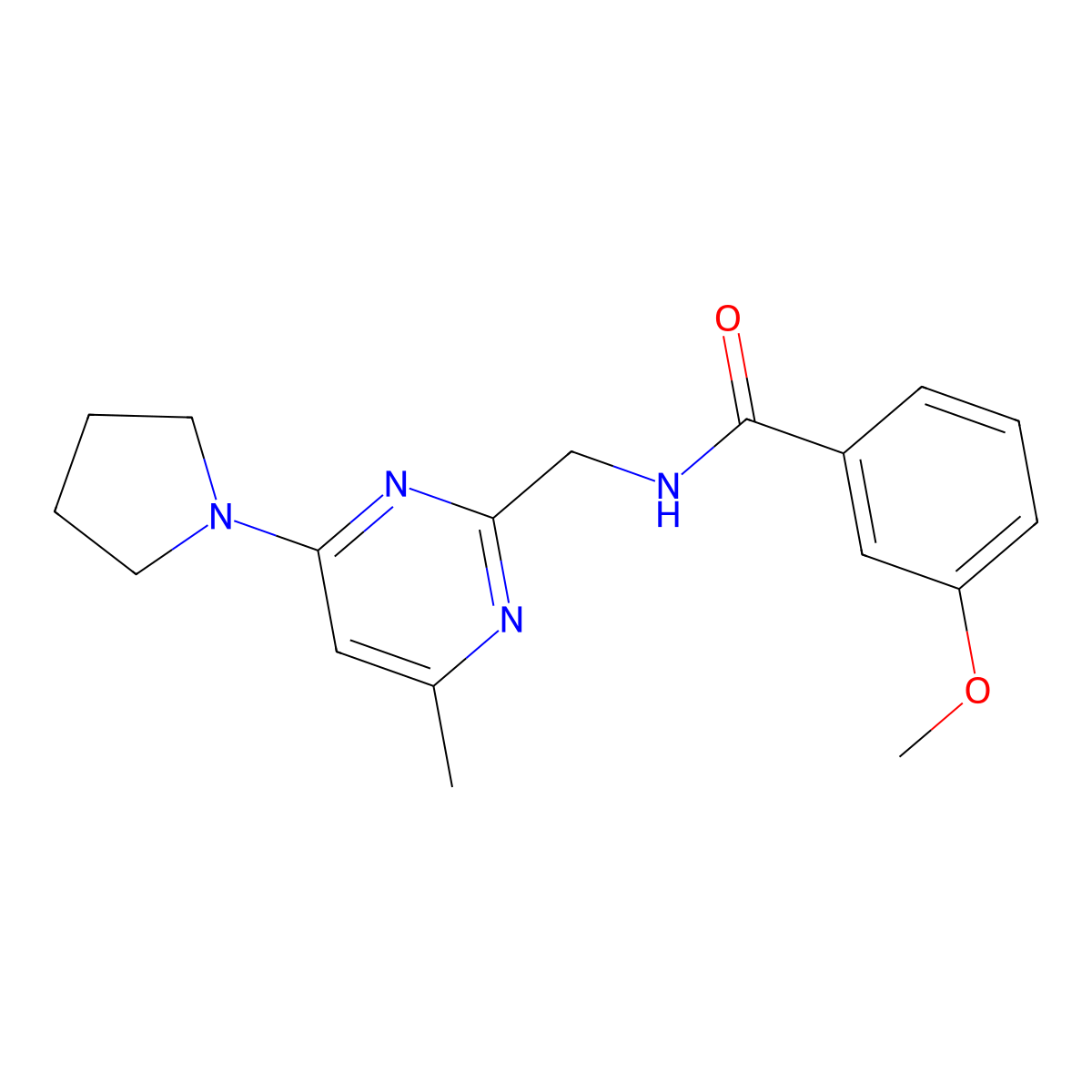 3-Methoxy-N-{[4-methyl-6-(pyrrolidin-1-YL)pyrimidin-2-YL]methyl}benzamide molecular structure, CAS 1796992-27-2