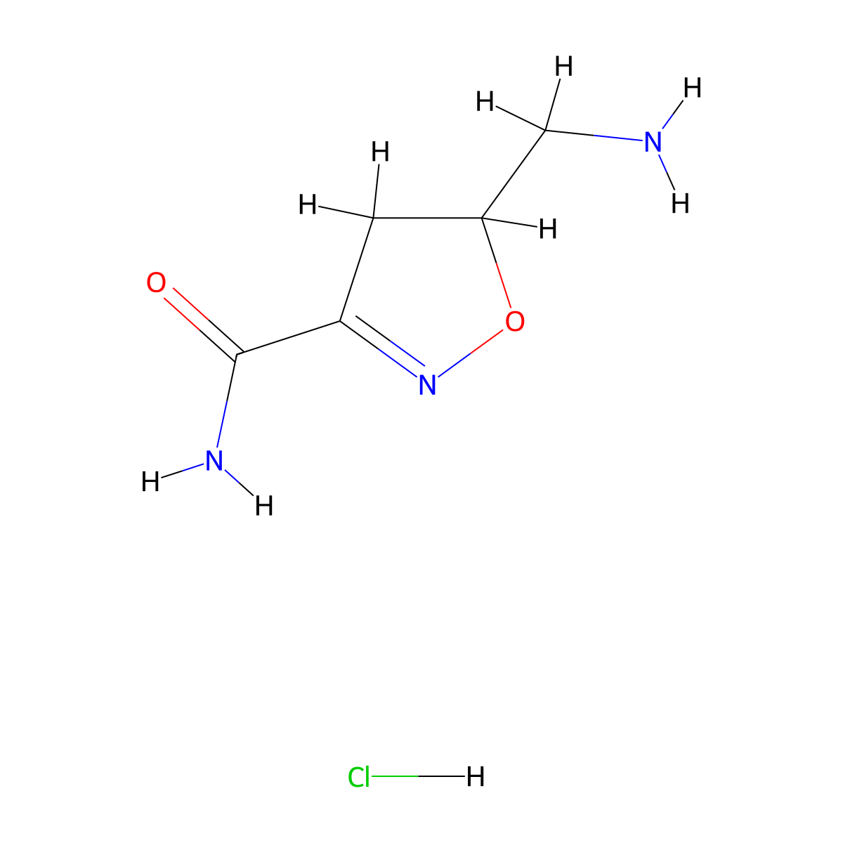 5-(Aminomethyl)-4,5-dihydro-1,2-oxazole-3-carboxamide hydrochloride molecular structure, CAS 1796992-86-3