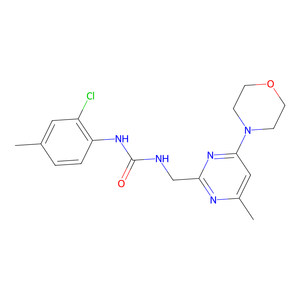 1-(2-Chloro-4-methylphenyl)-3-((4-methyl-6-morpholinopyrimidin-2-yl)methyl)urea molecular structure, CAS 1796993-30-0