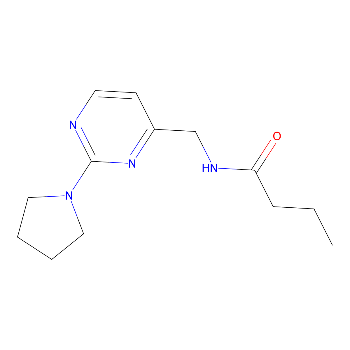 N-((2-(pyrrolidin-1-yl)pyrimidin-4-yl)methyl)butyramide molecular structure, CAS 1796994-09-6