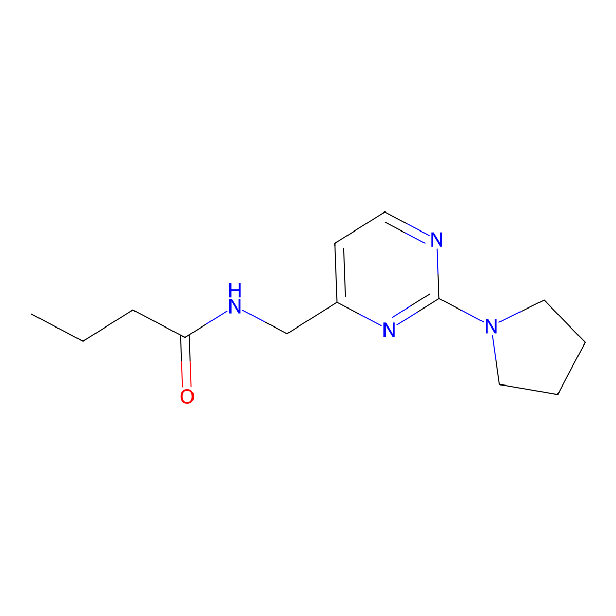N-((2-(pyrrolidin-1-yl)pyrimidin-4-yl)methyl)butyramide molecular structure, CAS 1796994-09-6