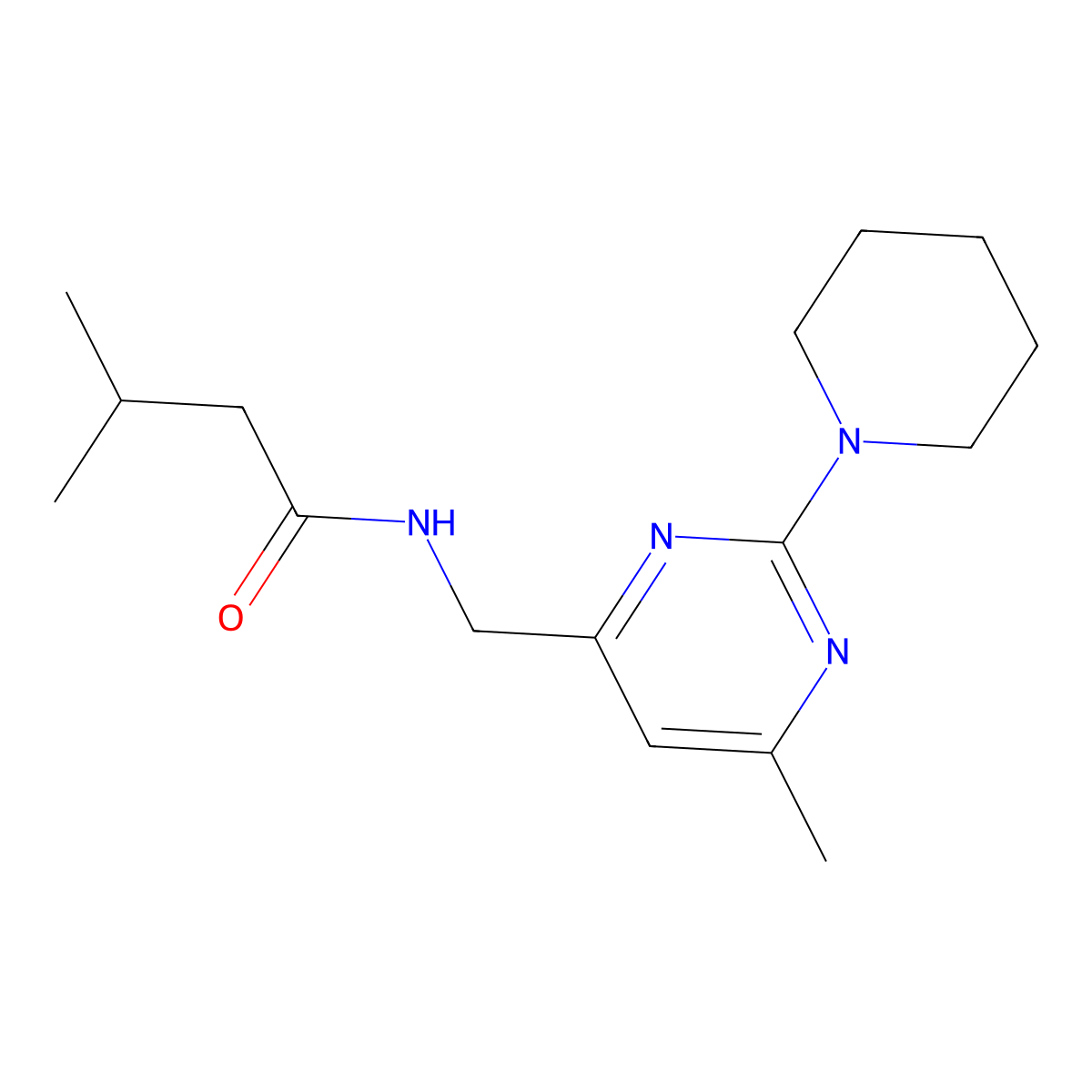 3-methyl-N-((6-methyl-2-(piperidin-1-yl)pyrimidin-4-yl)methyl)butanamide molecular structure, CAS 1796994-36-9