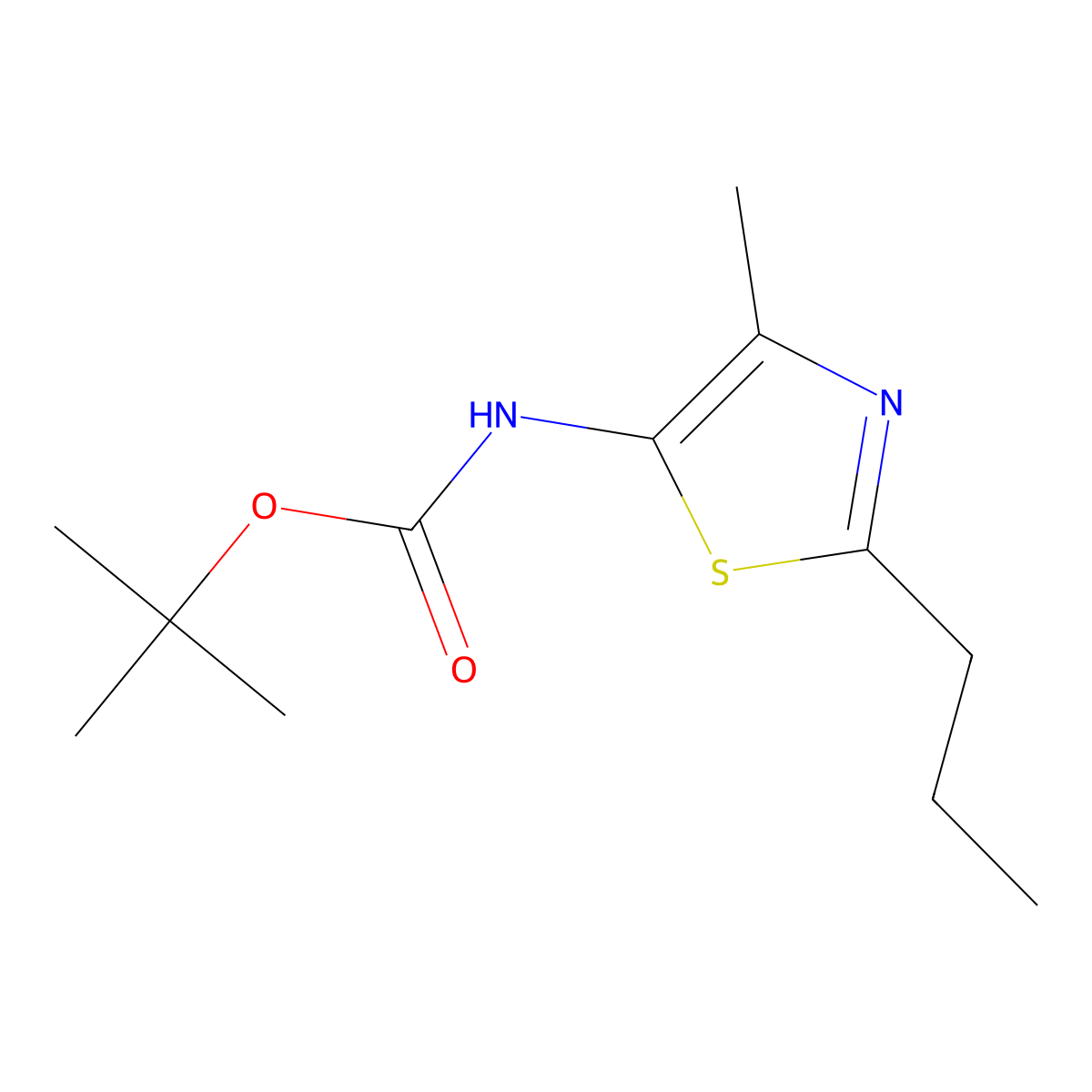 tert-butyl N-(4-methyl-2-propyl-1,3-thiazol-5-yl)carbamate molecular structure, CAS 1797012-32-8