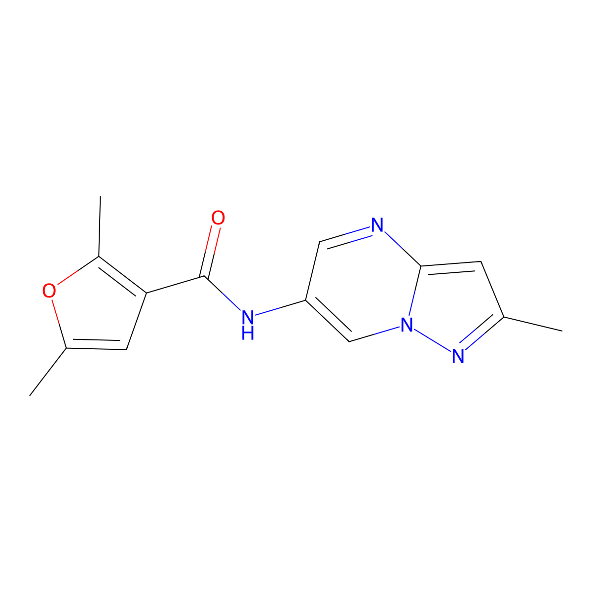 2,5-dimethyl-N-{2-methylpyrazolo[1,5-a]pyrimidin-6-yl}furan-3-carboxamide molecular structure, CAS 1797014-72-2