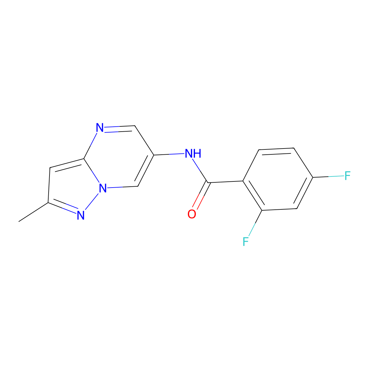 2,4-difluoro-N-(2-methylpyrazolo[1,5-a]pyrimidin-6-yl)benzamide molecular structure, CAS 1797014-76-6